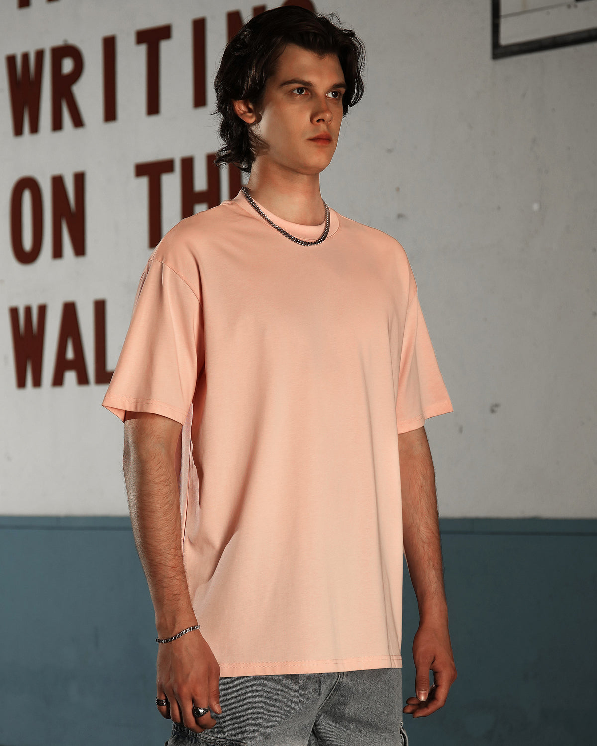 LOGEQI Men's 100% Cotton Oversized T-Shirt – Loose Fit Solid Color Wholesale, 10 Pieces/Pack