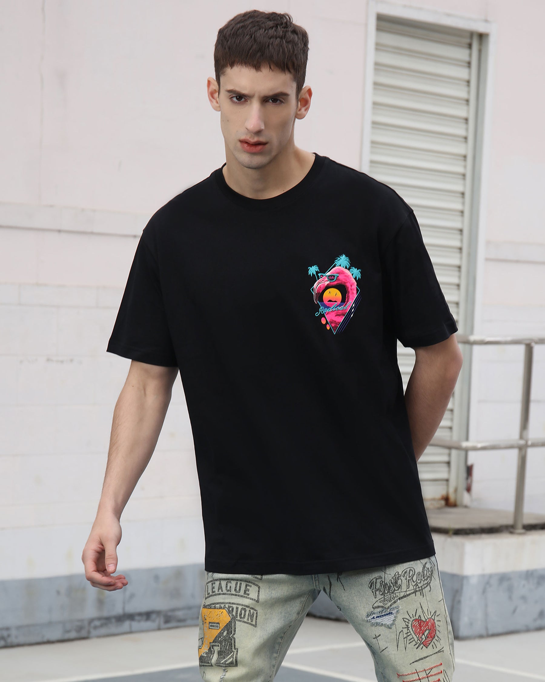 Pink Flamingo, Palm Trees, and "Radical" Retro-Style Graphic Tees