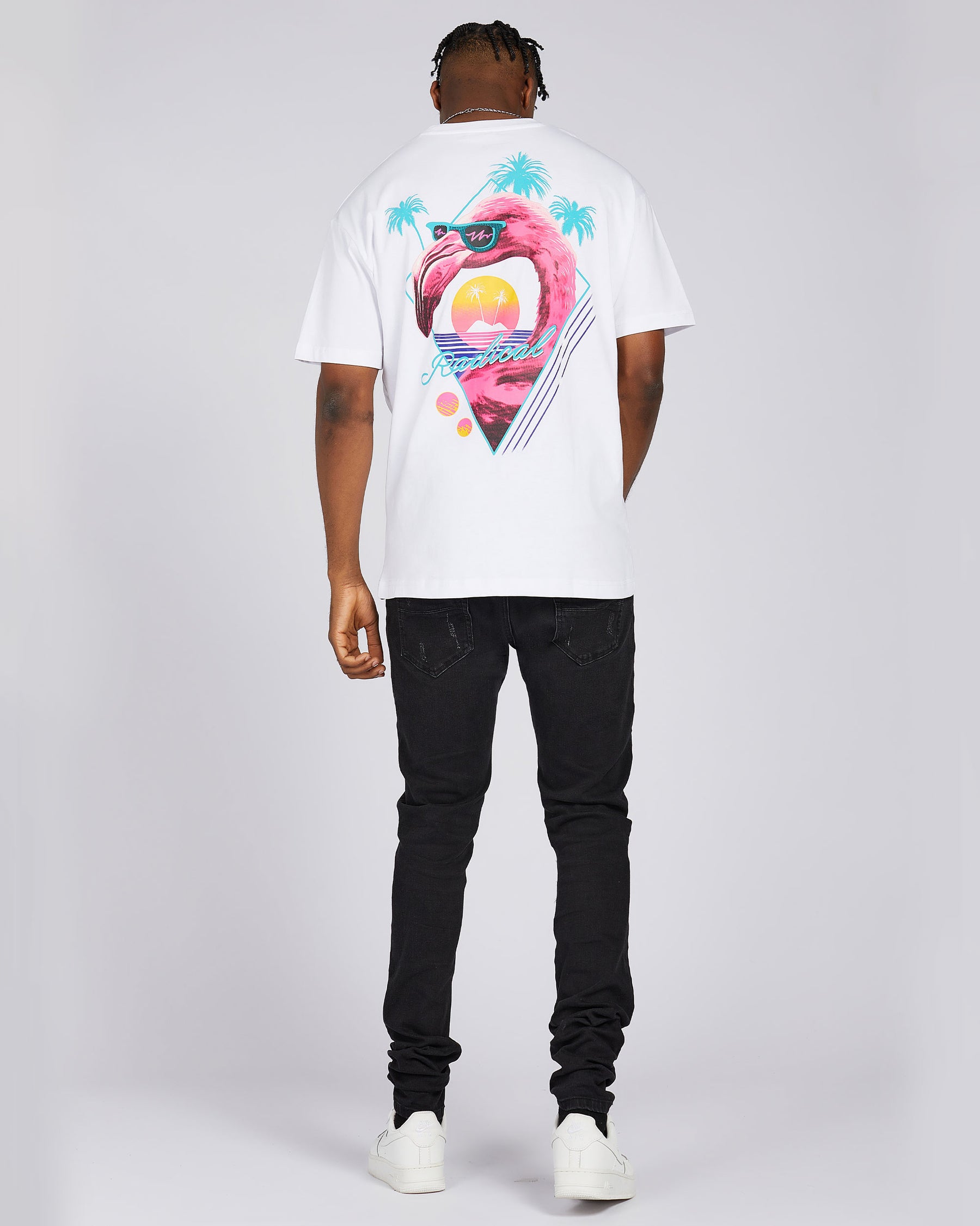 Pink Flamingo, Palm Trees, and "Radical" Retro-Style Graphic Tees