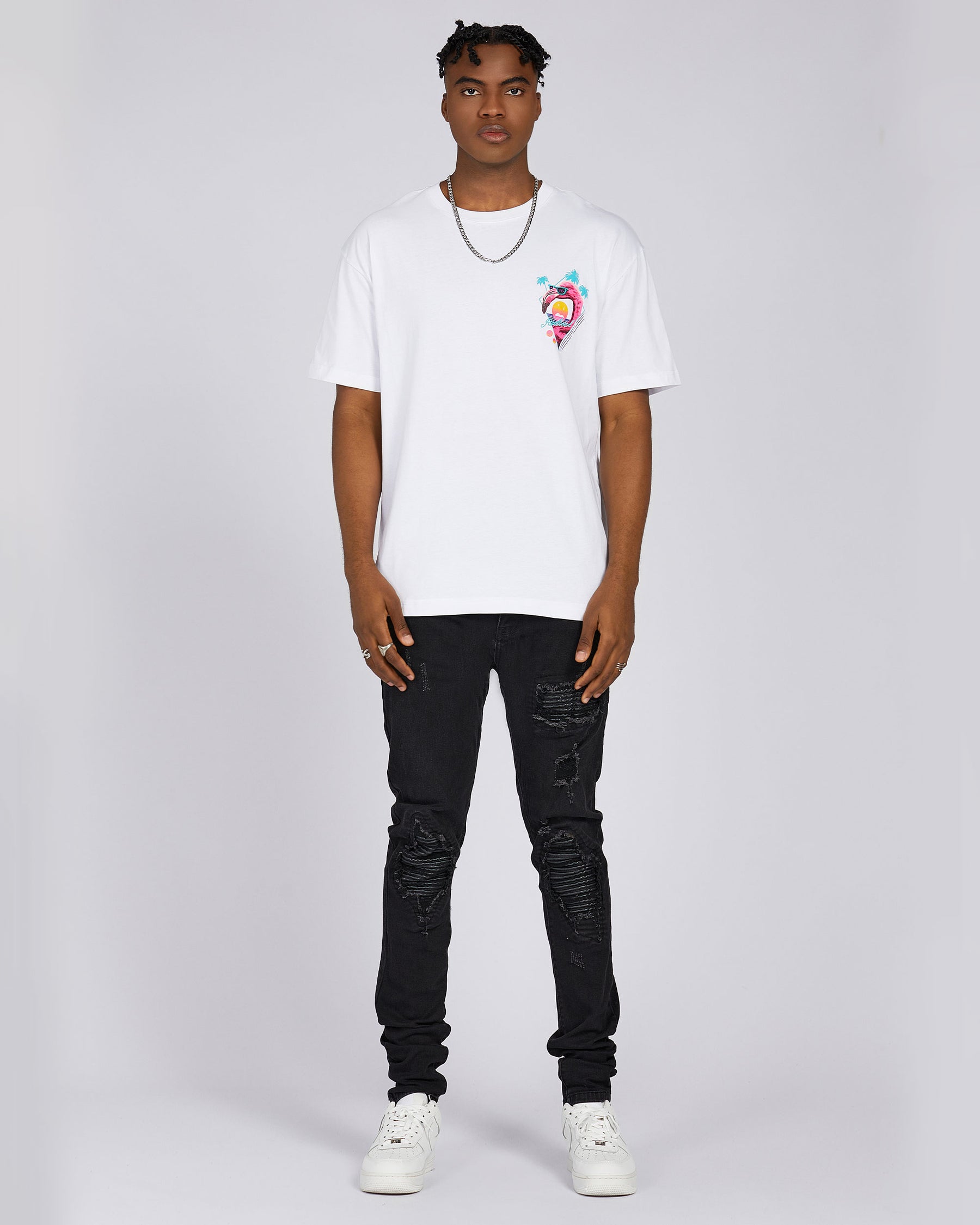 Pink Flamingo, Palm Trees, and "Radical" Retro-Style Graphic Tees