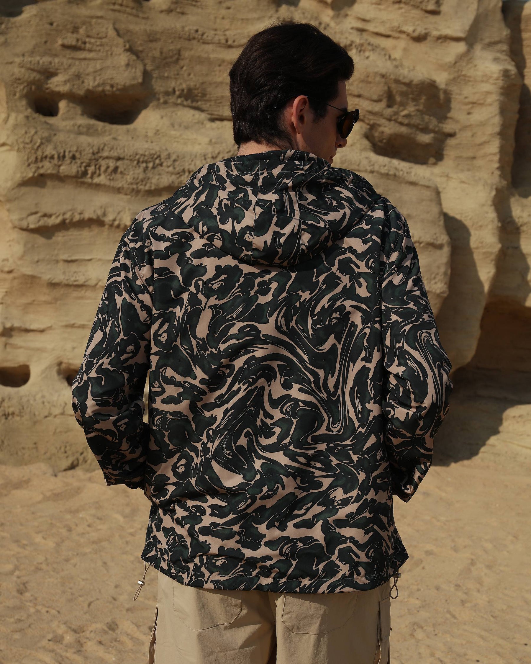 Logeqi® Men's Marble Pattern Windbreaker Jacket
