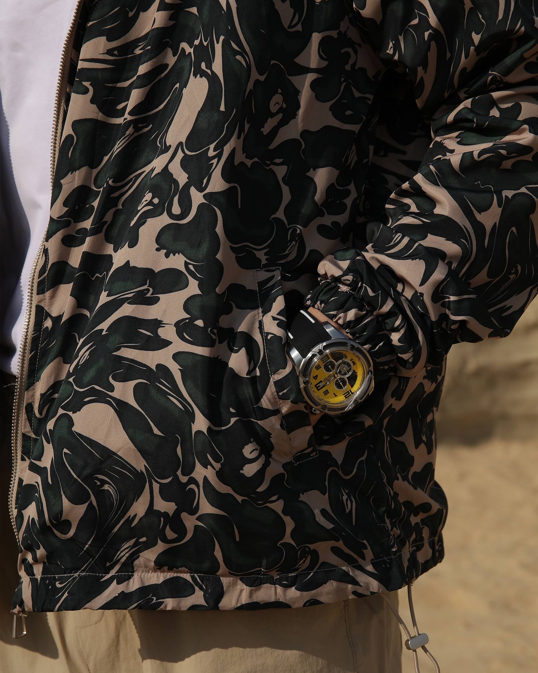 Logeqi® Men's Marble Pattern Windbreaker Jacket