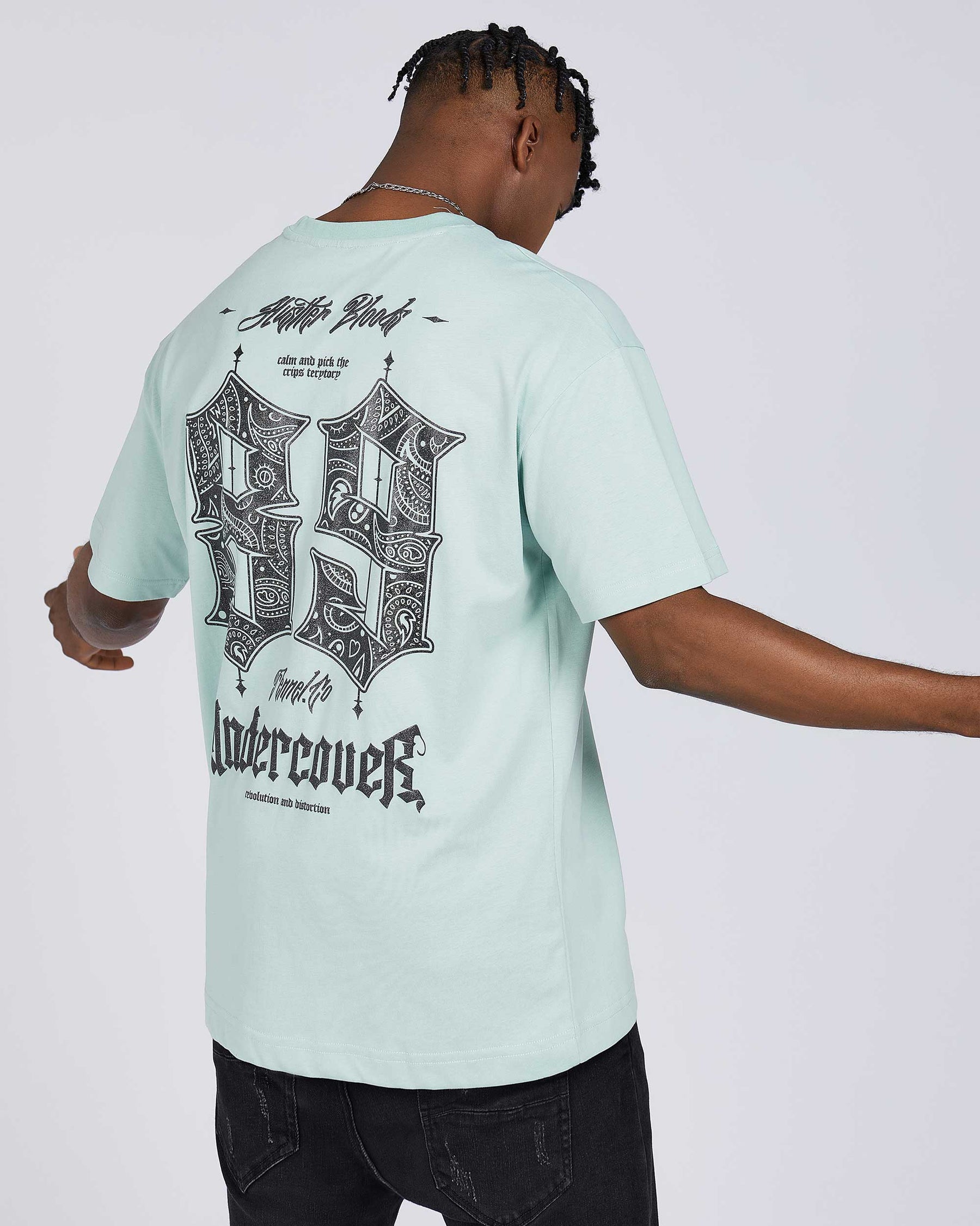 White Gothic-Style 89 Number & Letter Graphic T-Shirts