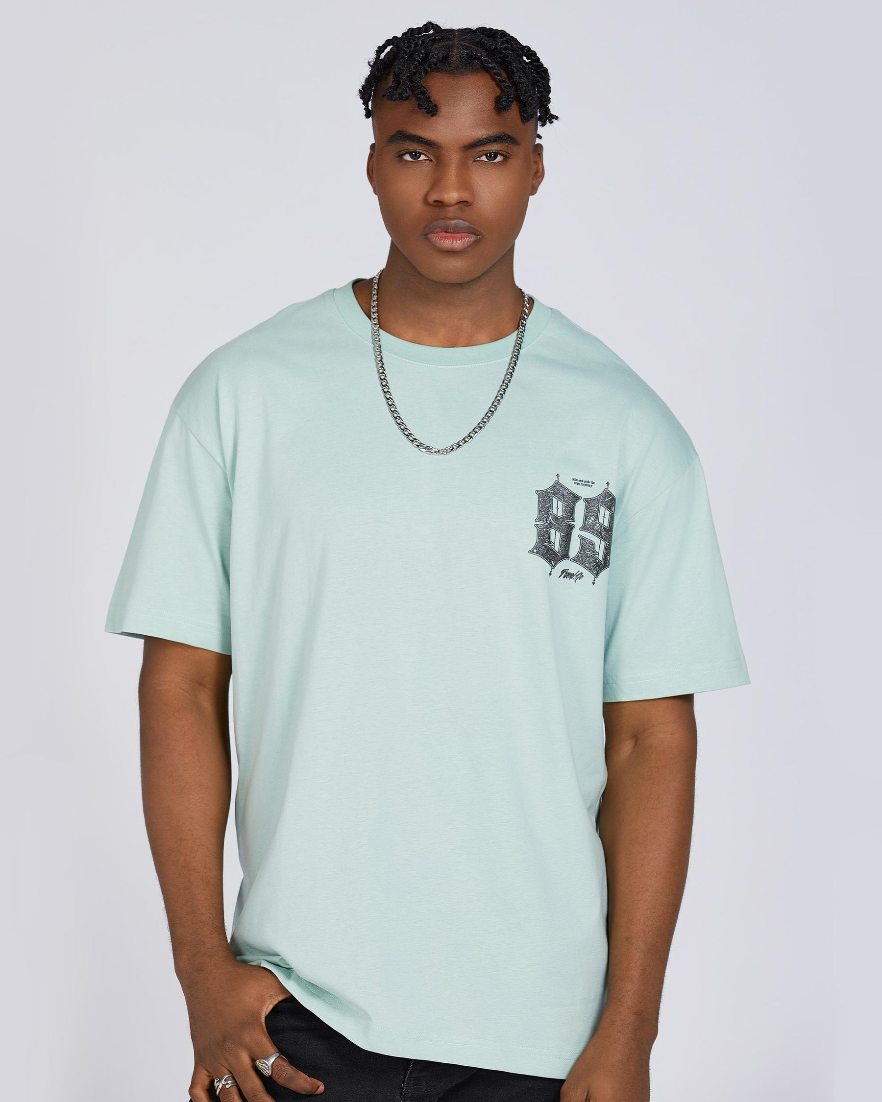 White Gothic-Style 89 Number & Letter Graphic T-Shirts