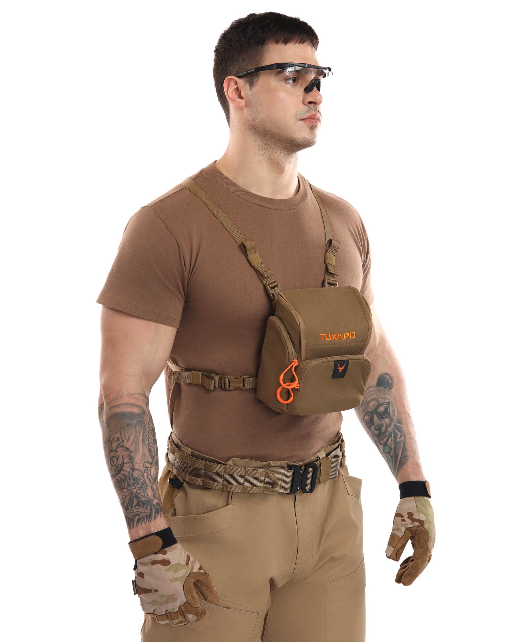 Tuxapo Binocular Harness Chest Pack with Rangefinder Pouch Bino Case