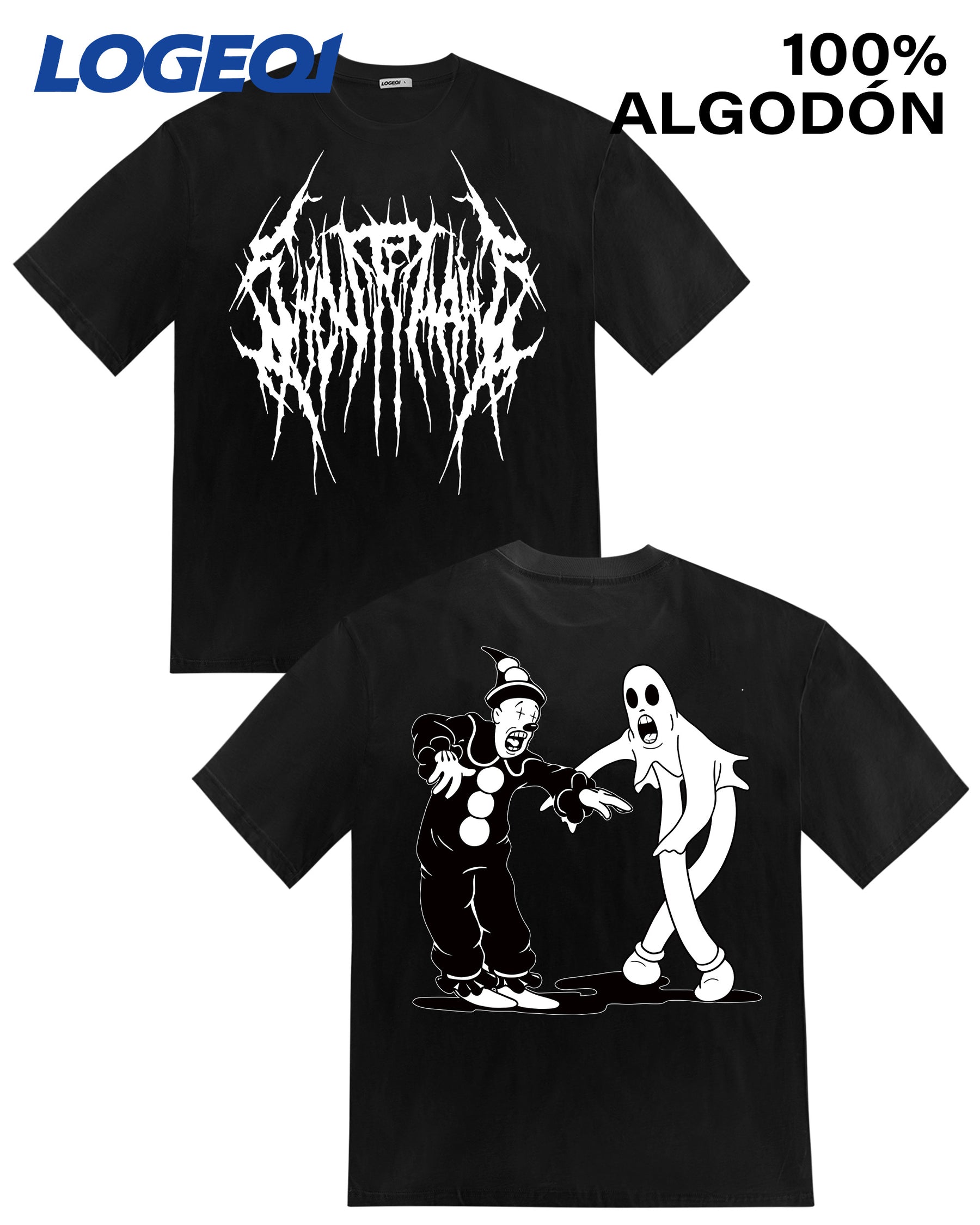 Men’s Ghost Clown Graphic T-Shirt – 100% Cotton Streetwear Tee