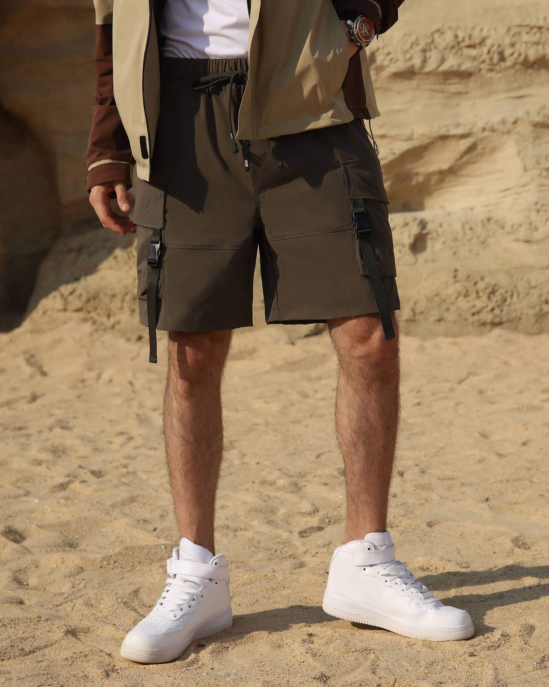American Style Men's Casual Cargo Shorts Loose-Fit with Multi-Pockets