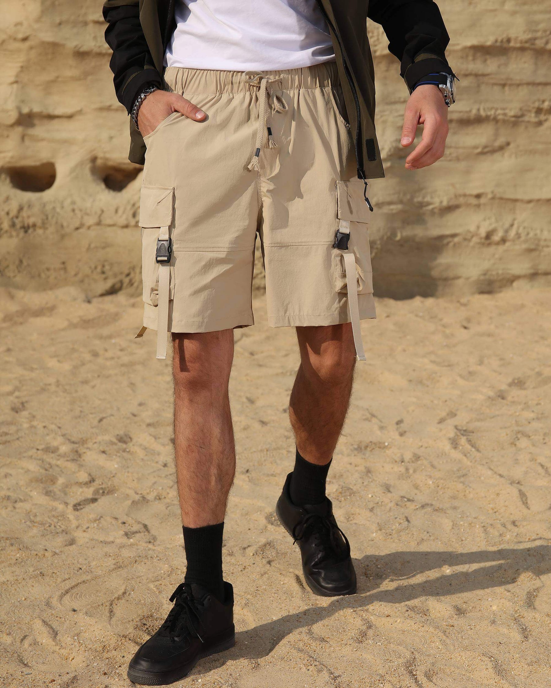 American Style Men's Casual Cargo Shorts Loose-Fit with Multi-Pockets
