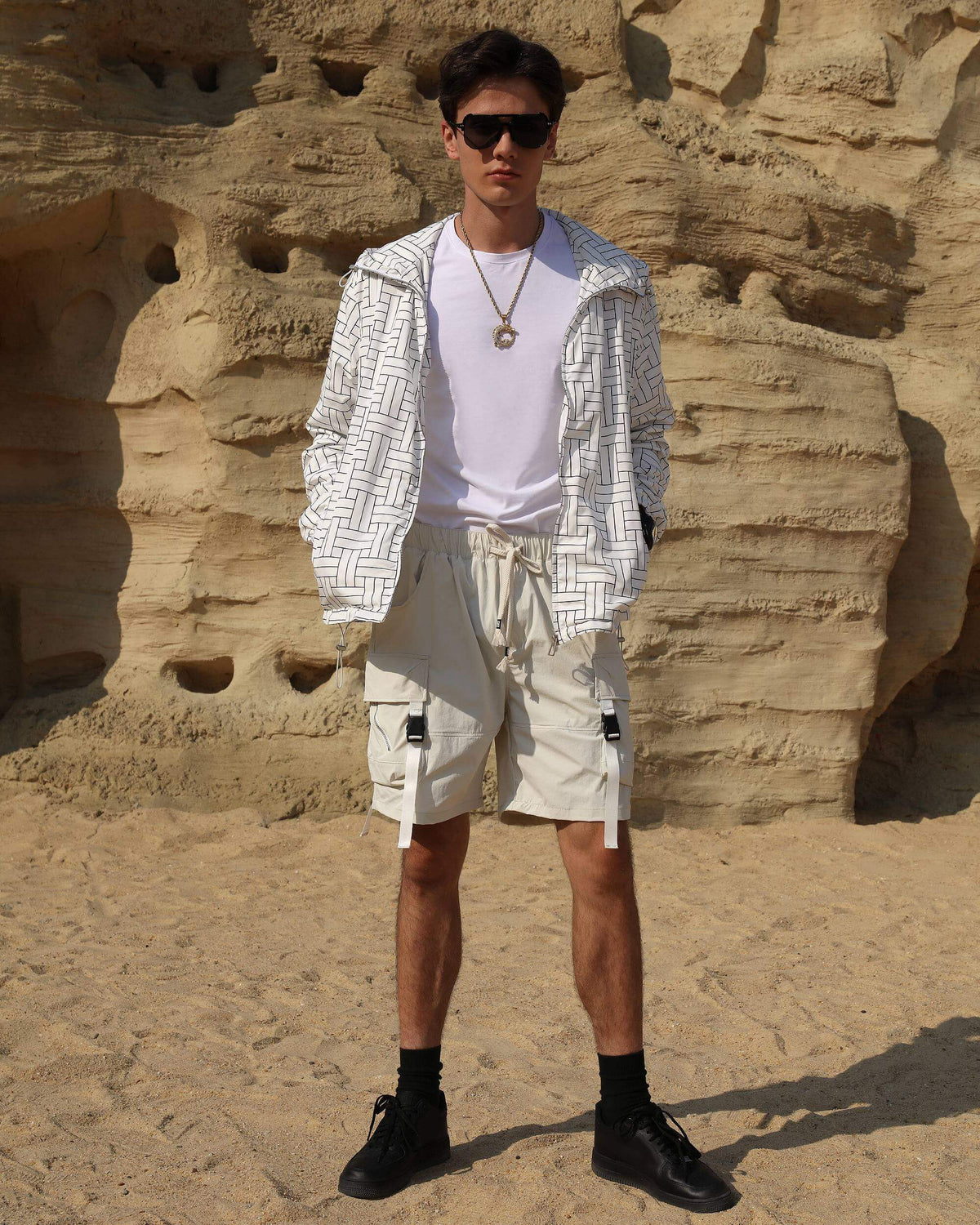 American Style Men's Casual Cargo Shorts Loose-Fit with Multi-Pockets