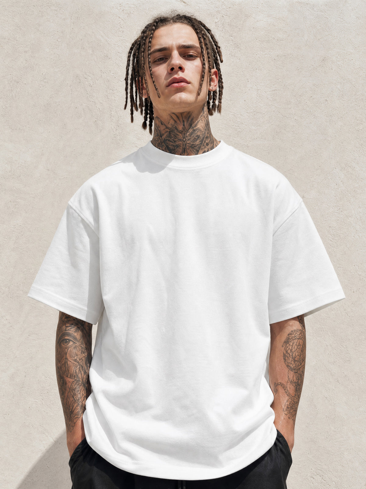 LOGEQI Men's 100% Cotton Oversized T-Shirt – Relaxed Fit Basic Tee, 10 Pieces/Pack