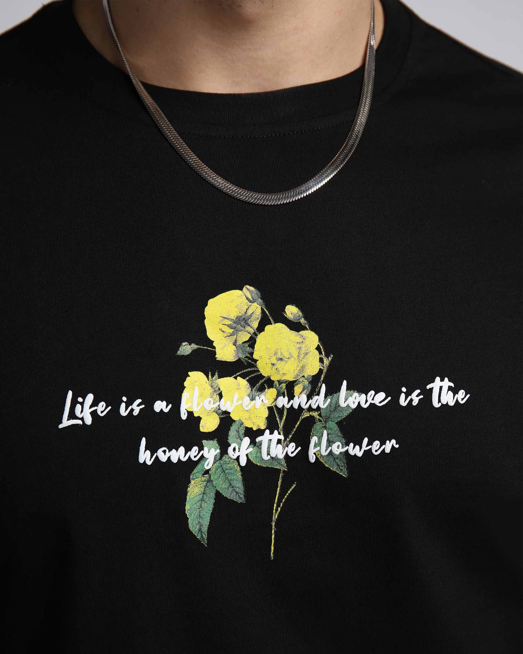 Men's T-Shirts with Yellow Flowers and Leaves Graphics and a Quote