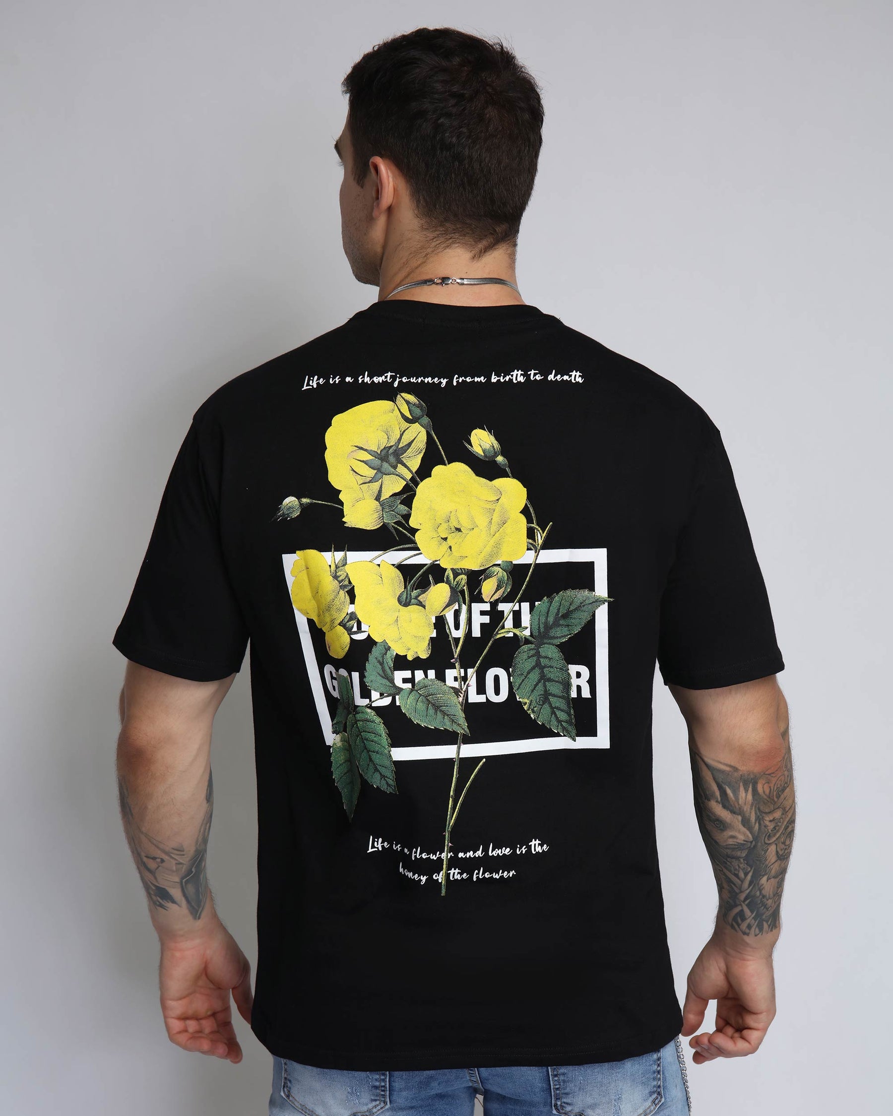 Men's T-Shirts with Yellow Flowers and Leaves Graphics and a Quote