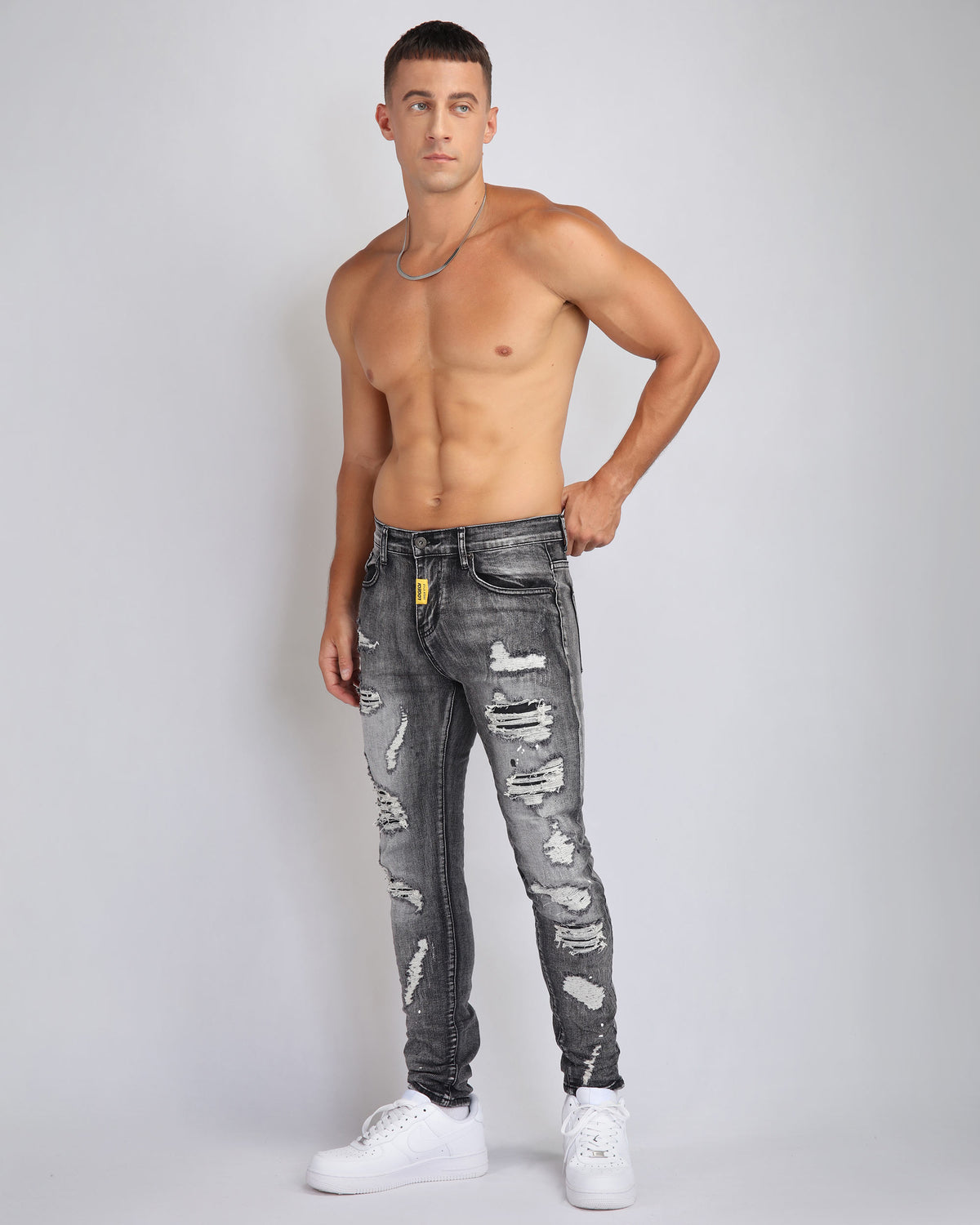 Spray Paint Distressed Black Jeans with Graffiti Ripped