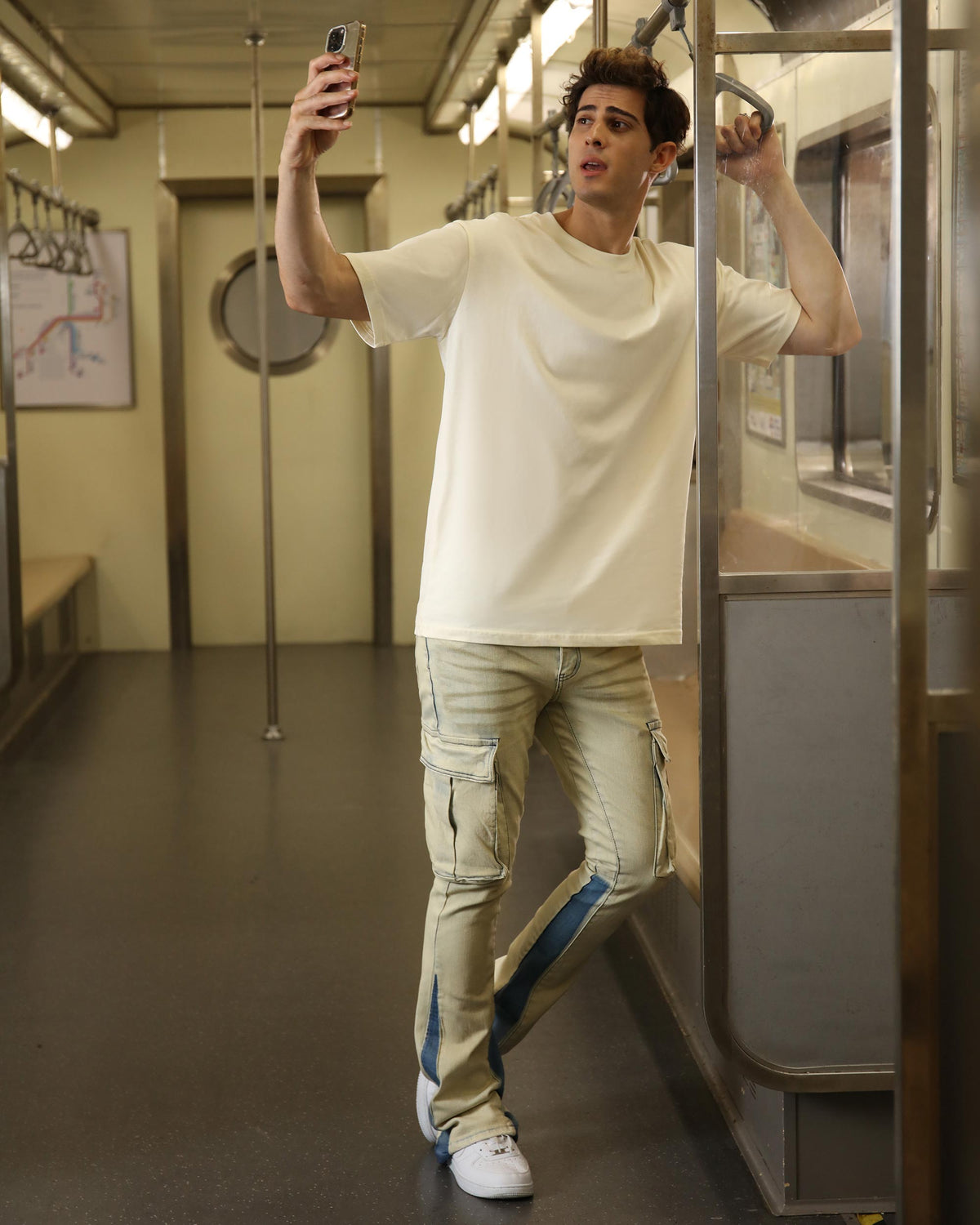 Jeans cargo azules estilo páramo industrial - Entrega local en México