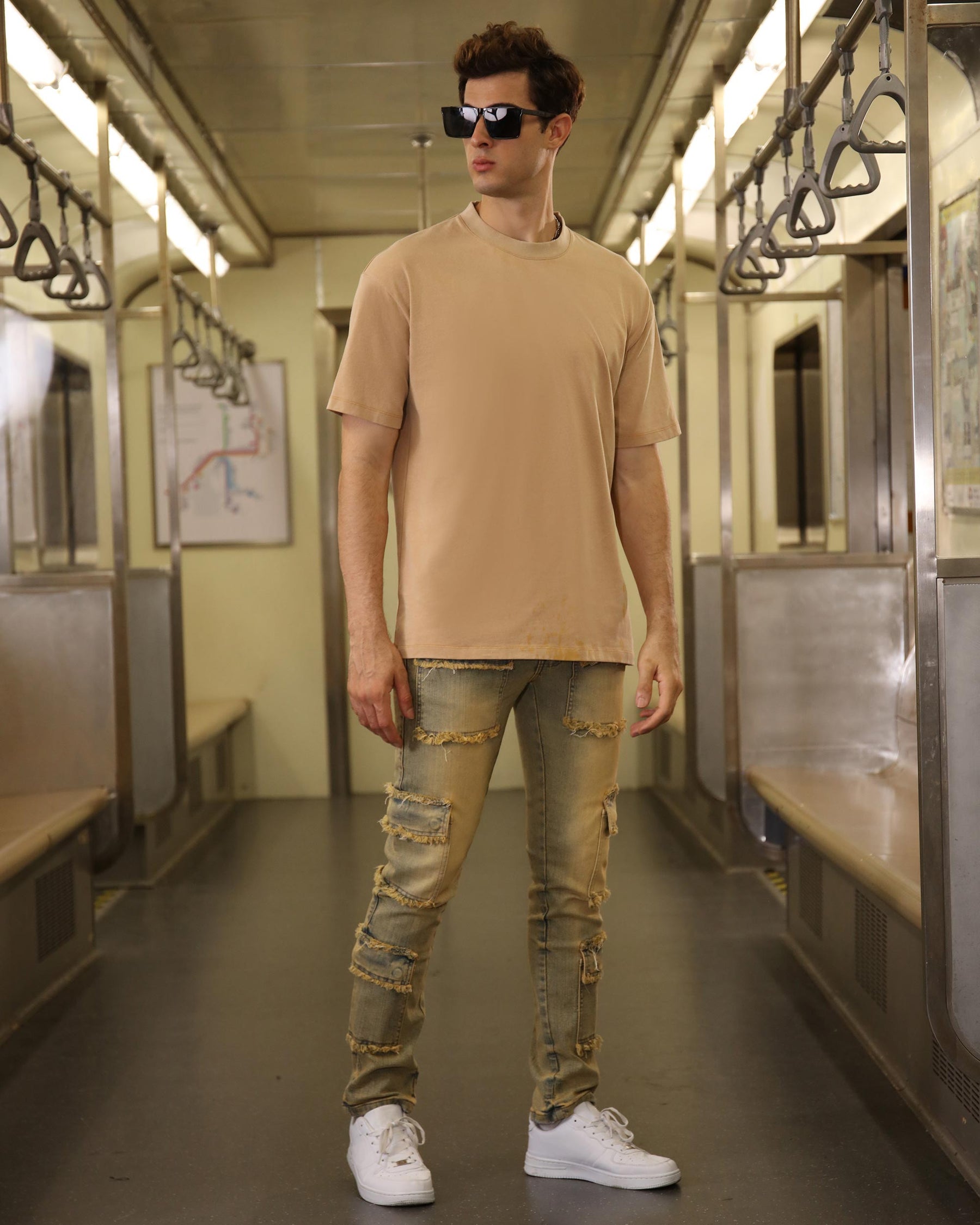 Classic Washed Crew Neck T-Shirt-Khaki