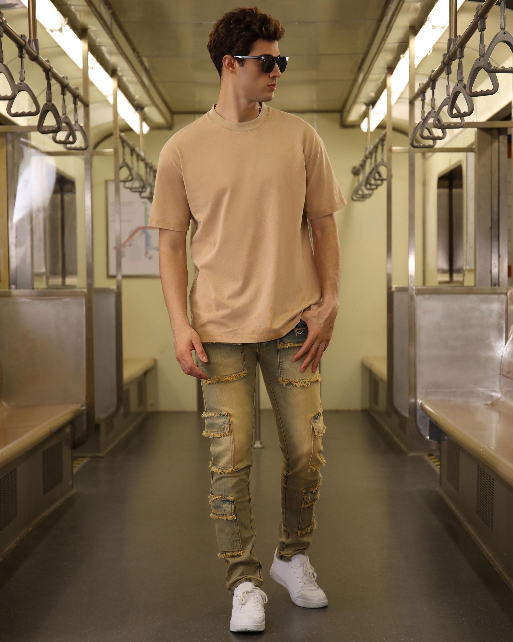 Classic Washed Crew Neck T-Shirt-Khaki