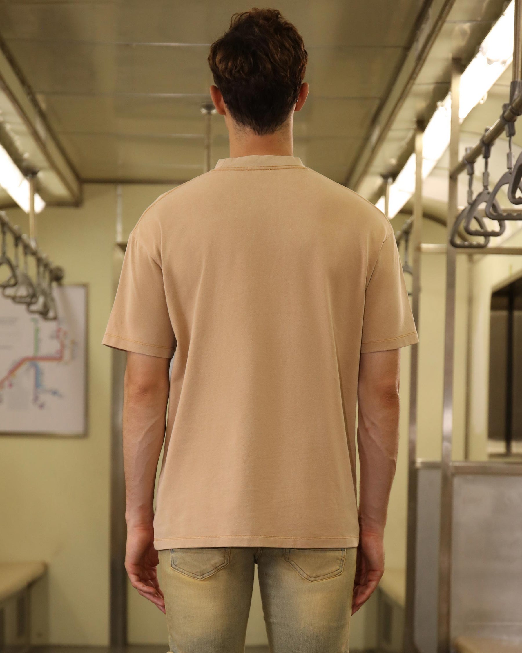 Classic Washed Crew Neck T-Shirt-Khaki