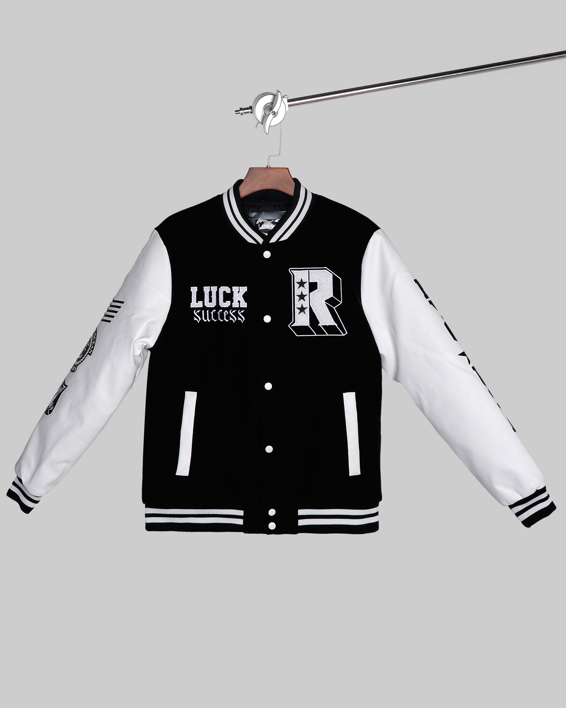 Chaqueta de béisbol con mangas de piel sintética-Entrega local en México