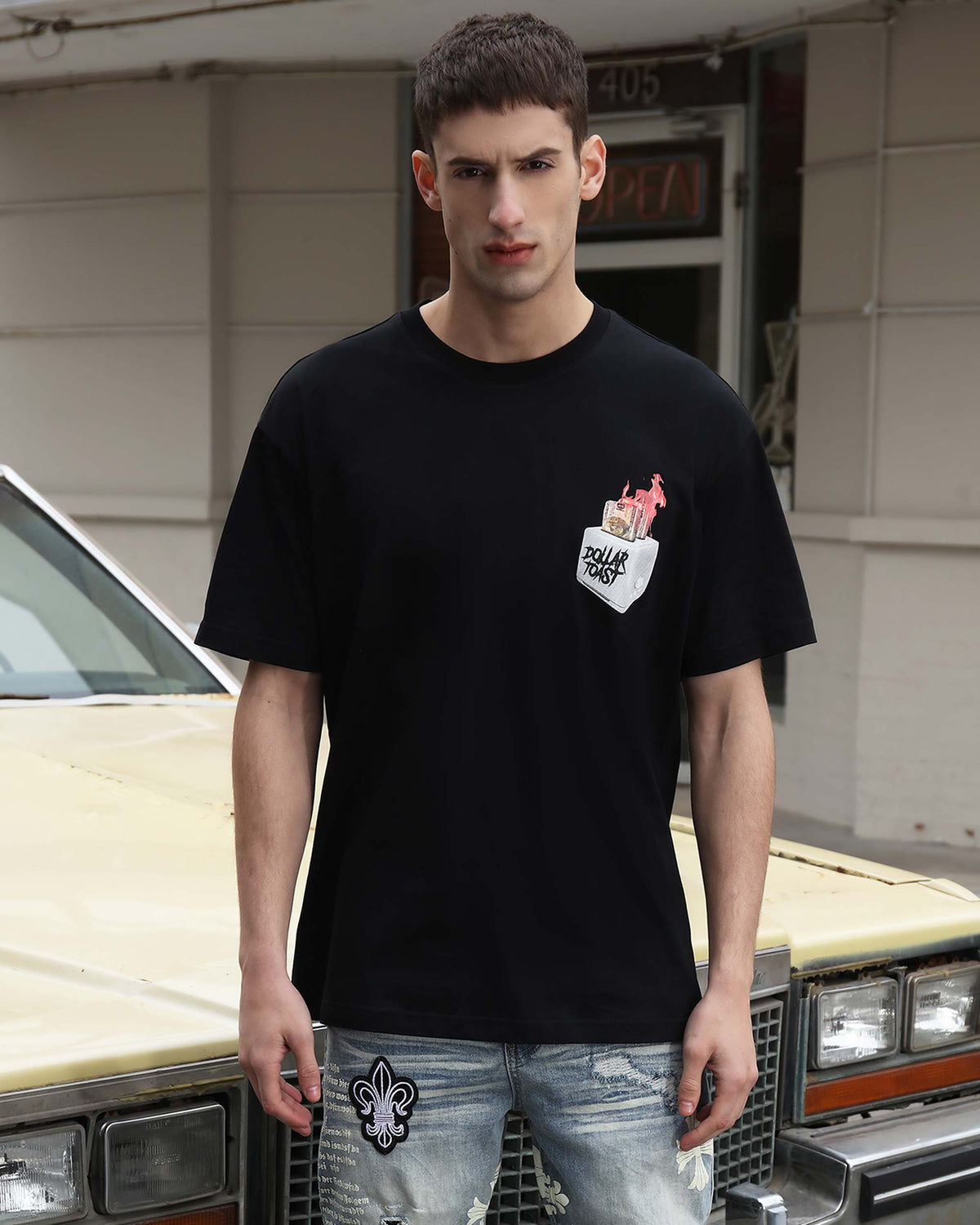 Camiseta gráfica con tostadora "Dollar Toast", dinero en llamas y LOGEQI
