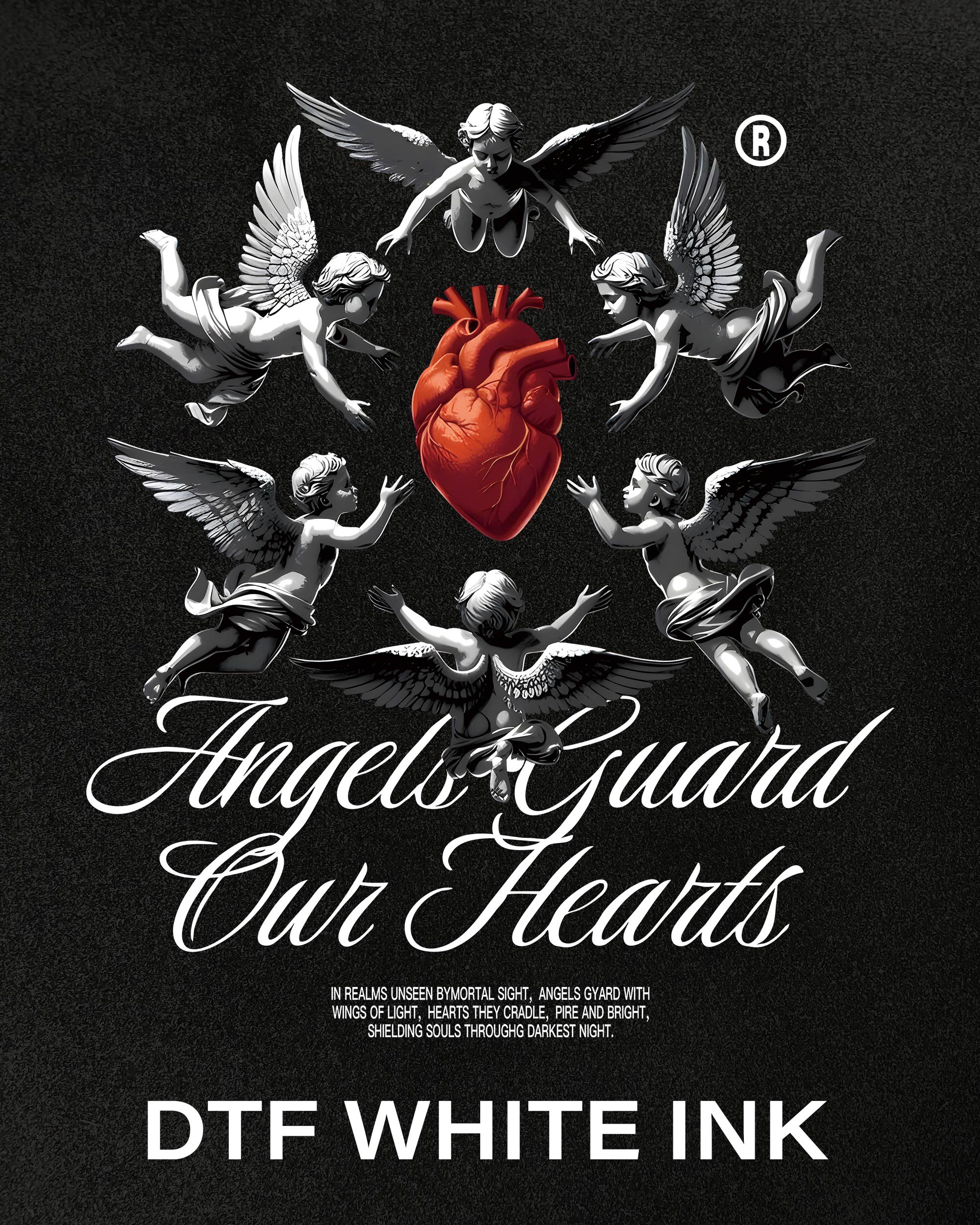 Angels Guard Our Hearts Graphic, Cherubs, Heart for Edgy Streetwear Design