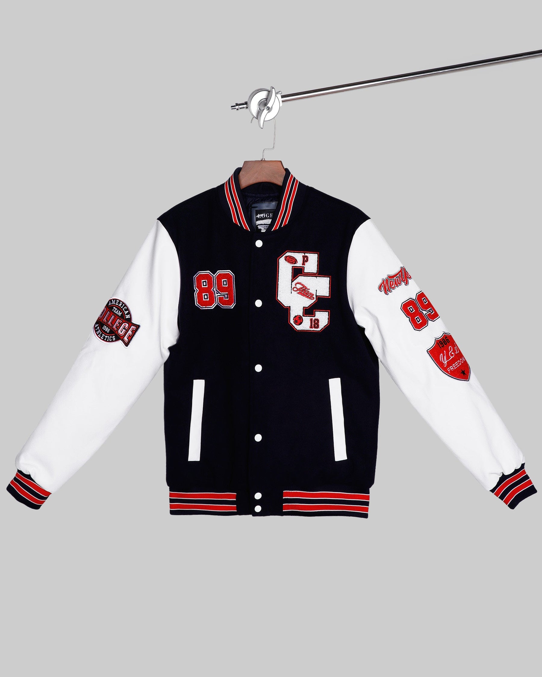 Chaqueta bomber de béisbol con mangas en contraste-Entrega local en México