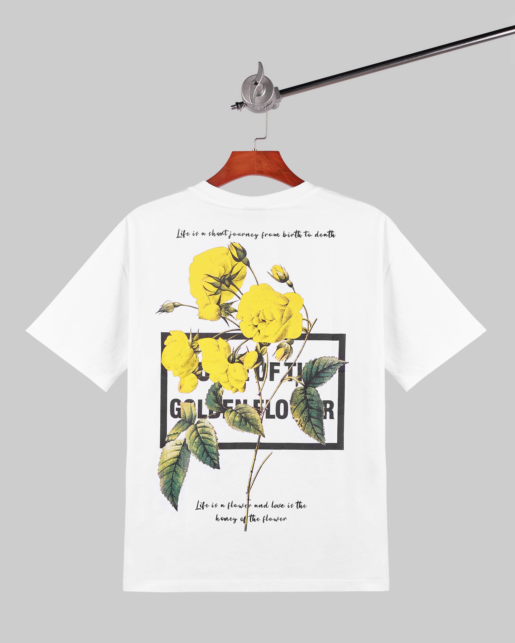 Men's T-Shirts with Yellow Flowers and Leaves Graphics and a Quote