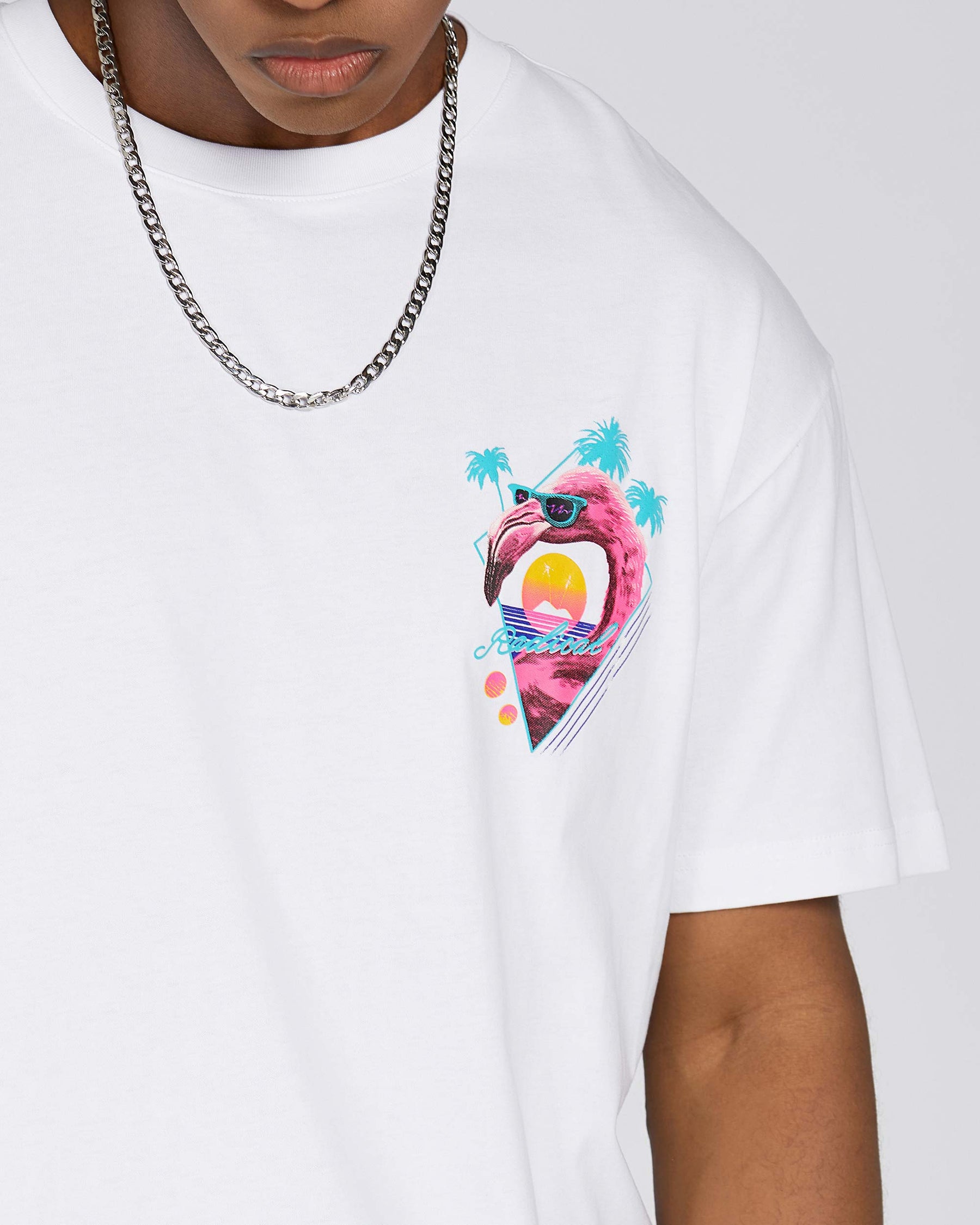 Pink Flamingo, Palm Trees, and "Radical" Retro-Style Graphic Tees