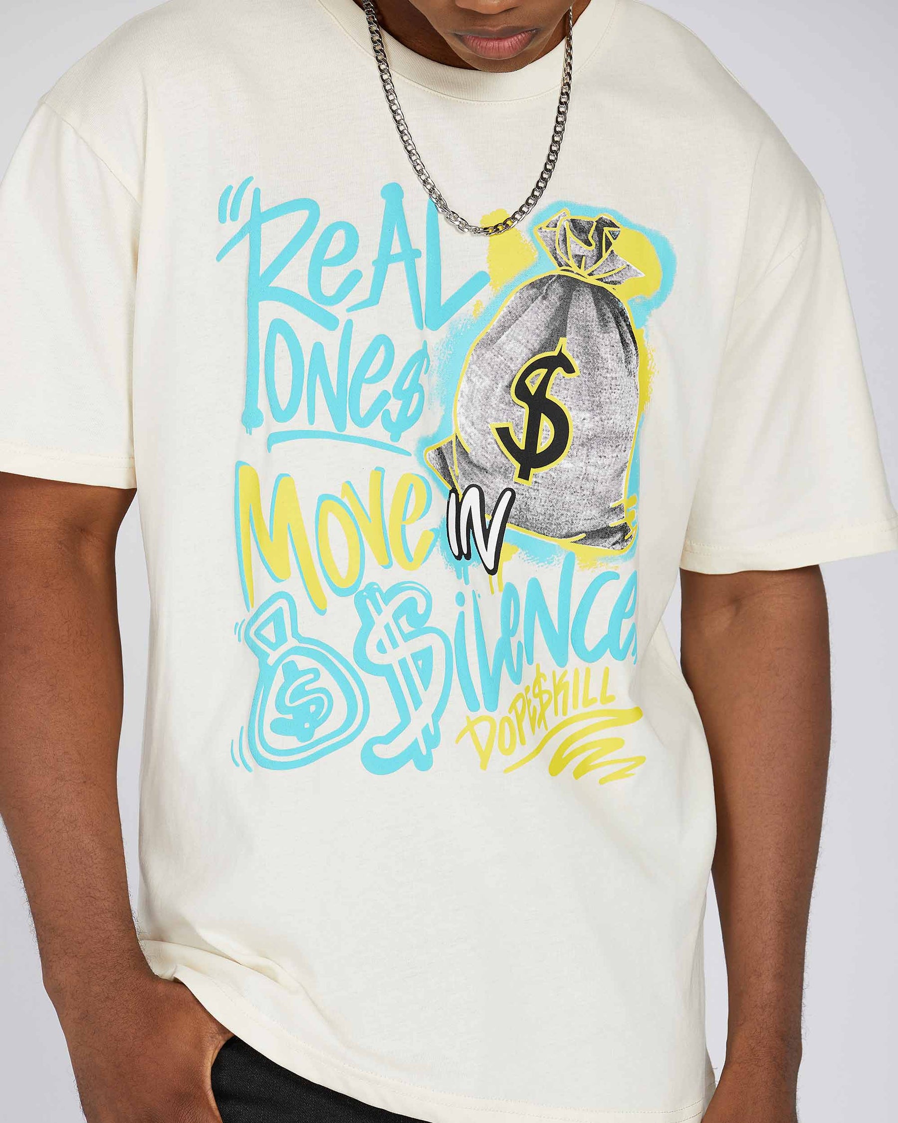 Camiseta gráfica con estampado de bolsa de dinero y grafiti, 100 % algodón