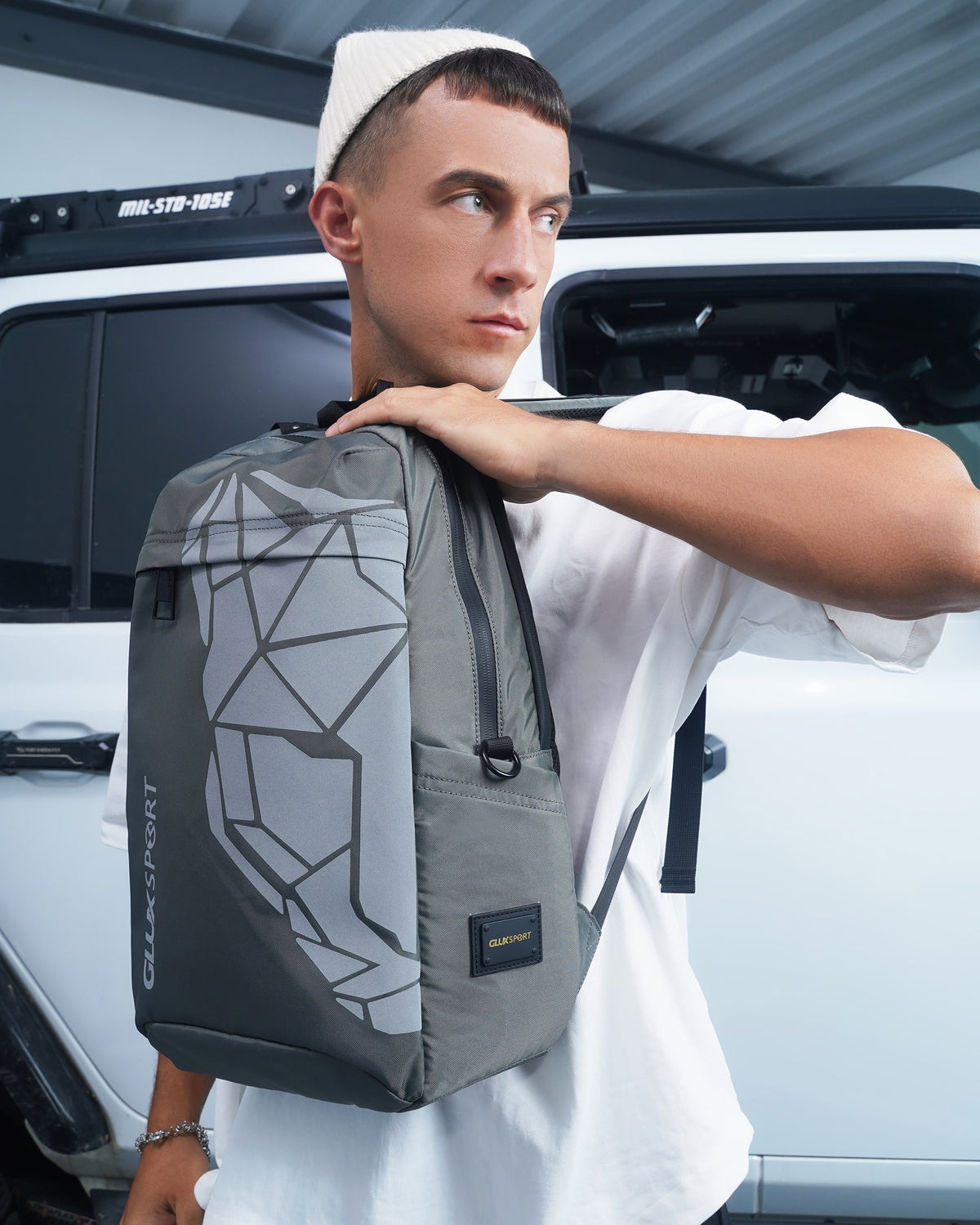 Mochila informal para hombre GLUX Street Sports con estampado luminoso