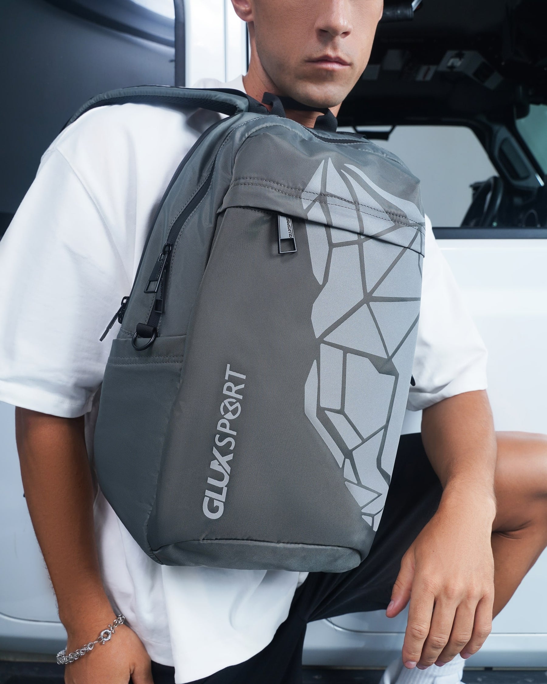 Mochila informal para hombre GLUX Street Sports con estampado luminoso