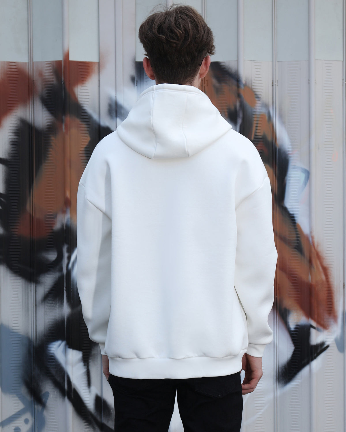 Men’s White Soft Brushed Fleece Pullover Hoodies Casual Streetwear