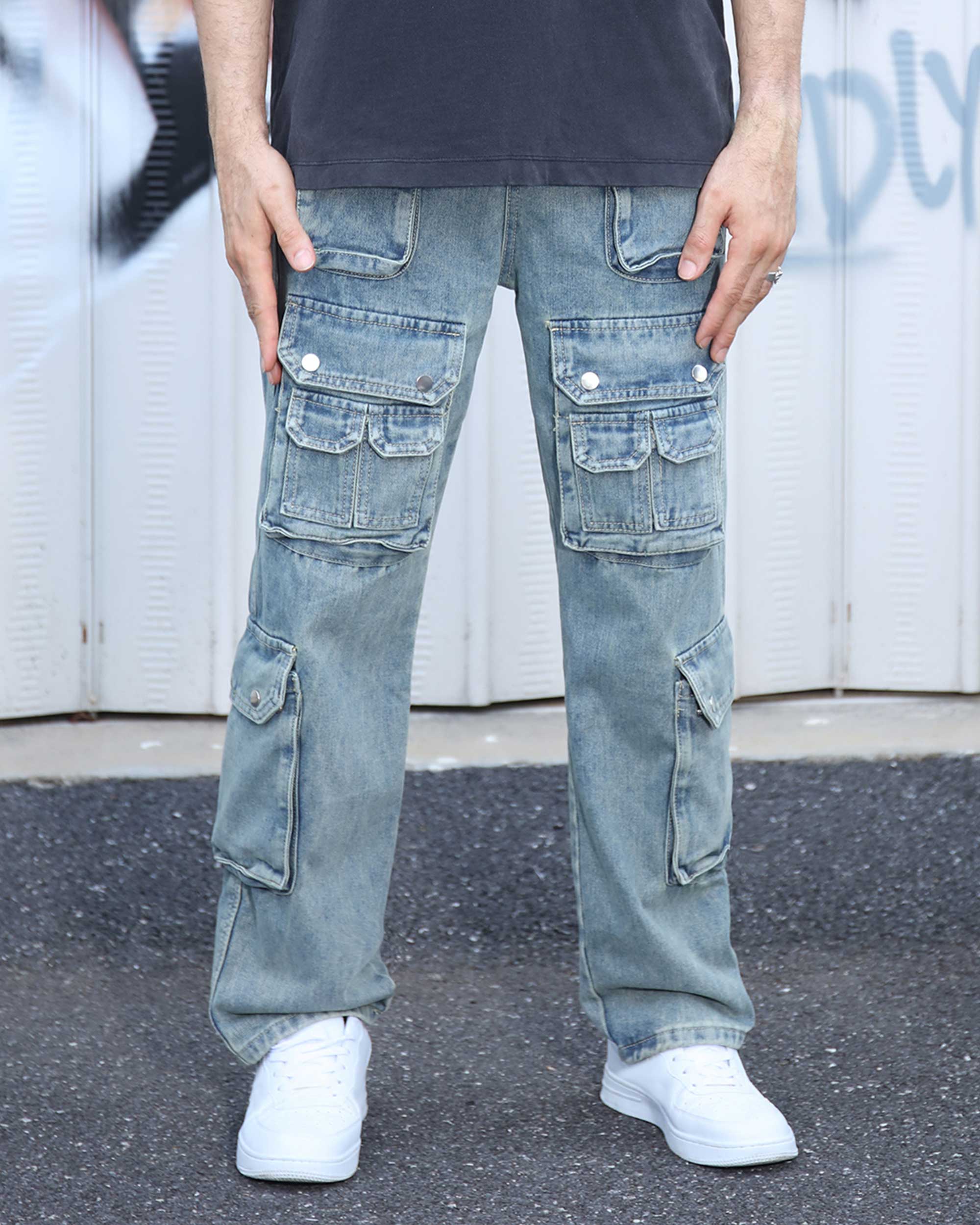 Shop Men's Blue Baggy Jeans with Distressed | LOGEQI