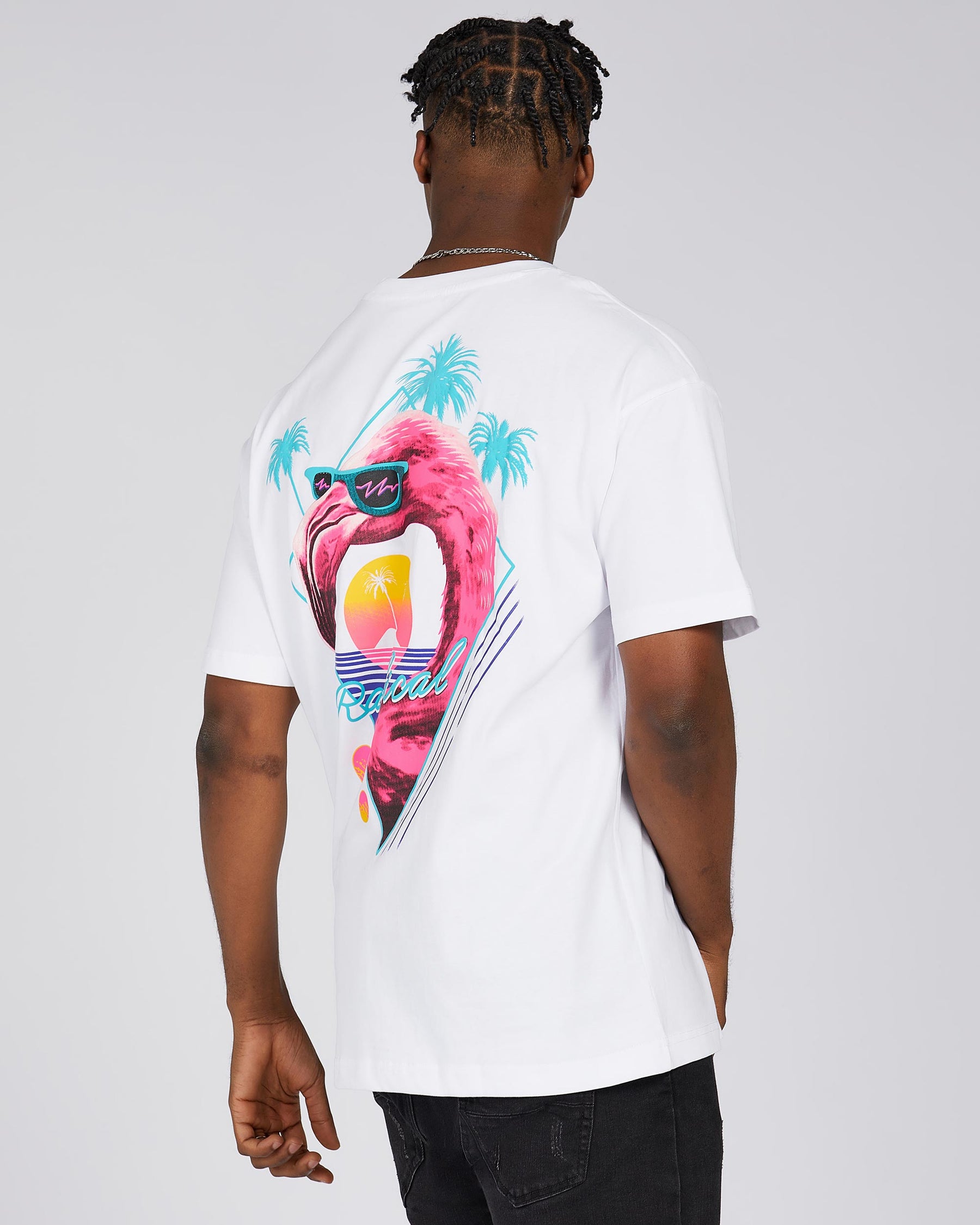 Pink Flamingo, Palm Trees, and "Radical" Retro-Style Graphic Tees