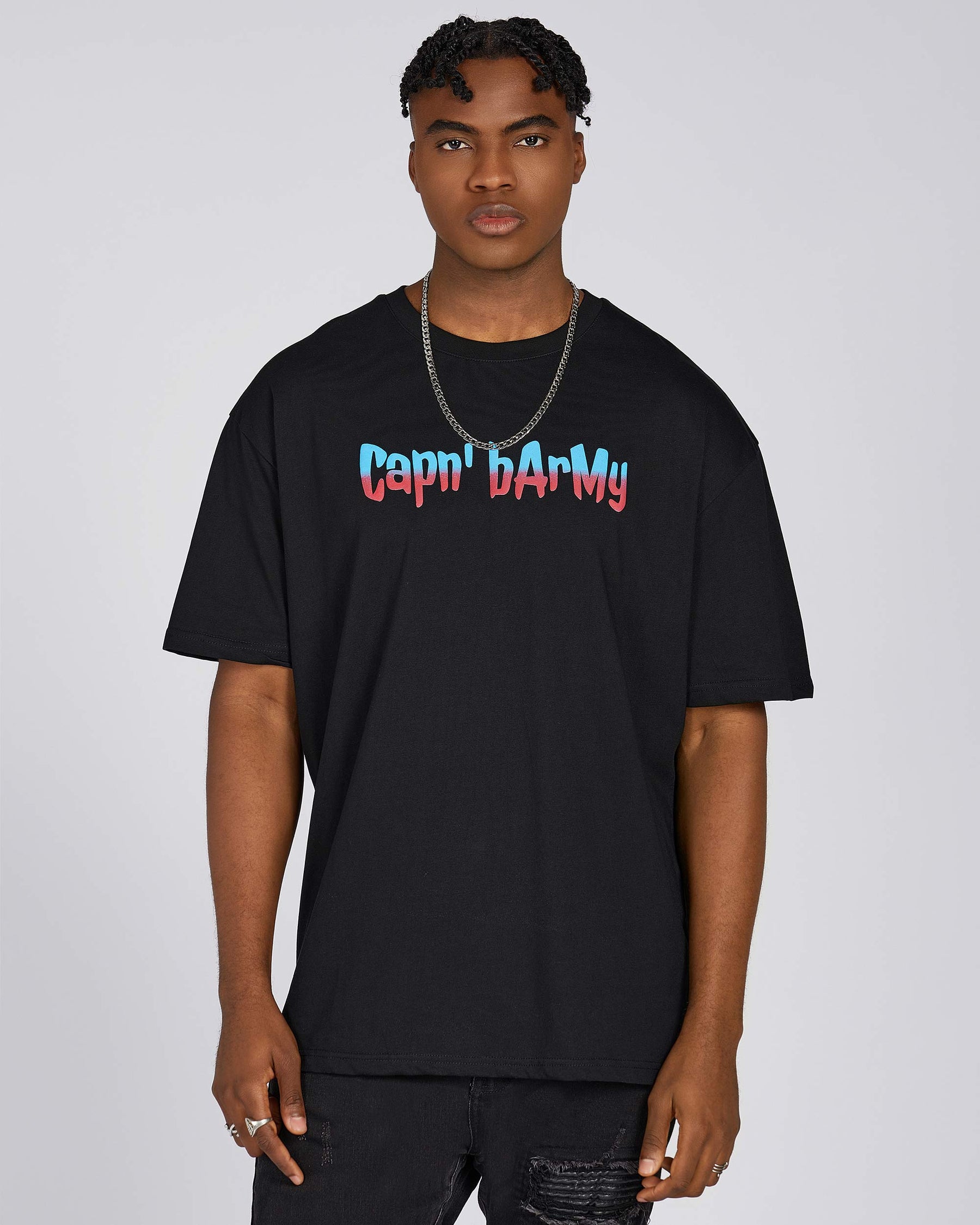 Skull Wearing Crown, Crossbones, and 'Capn BArrMy' Text 100% Cotton Graphic Tee