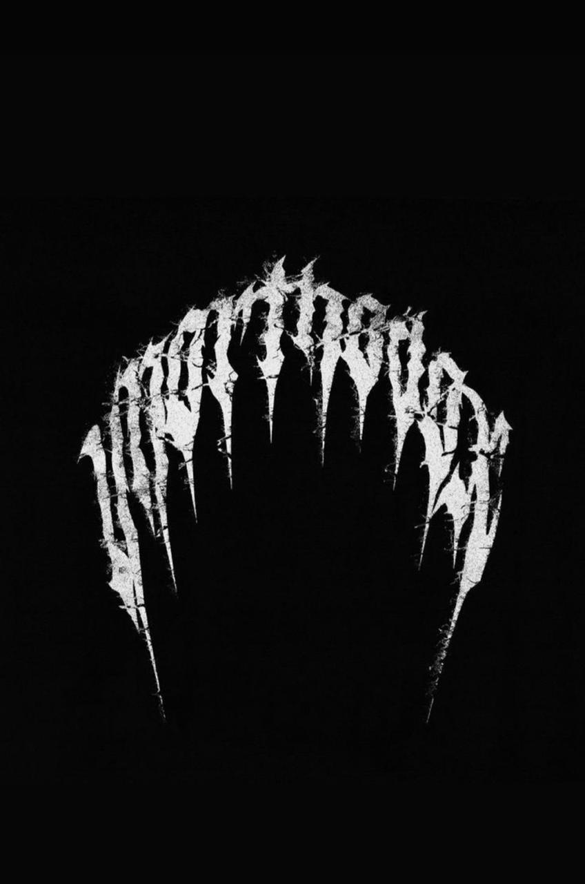 Black Metal White Gothic Typography. Edgy Heavy Metal Logo Design