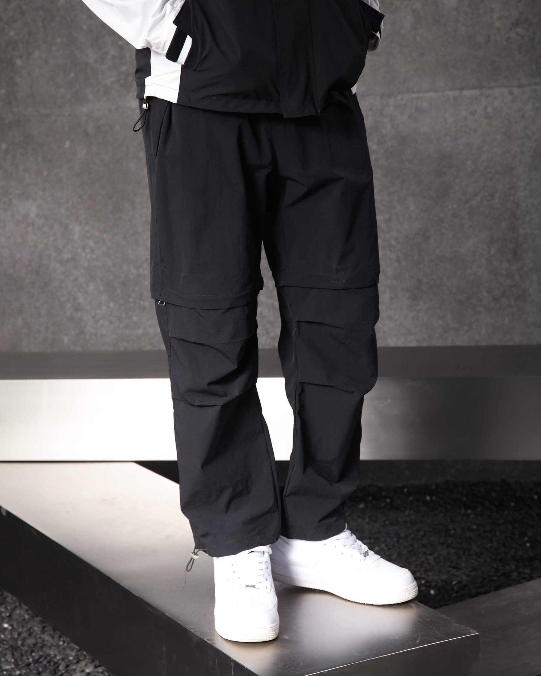 LOGEQI Convertible Wide Cargo Pants Loose Straight Fit