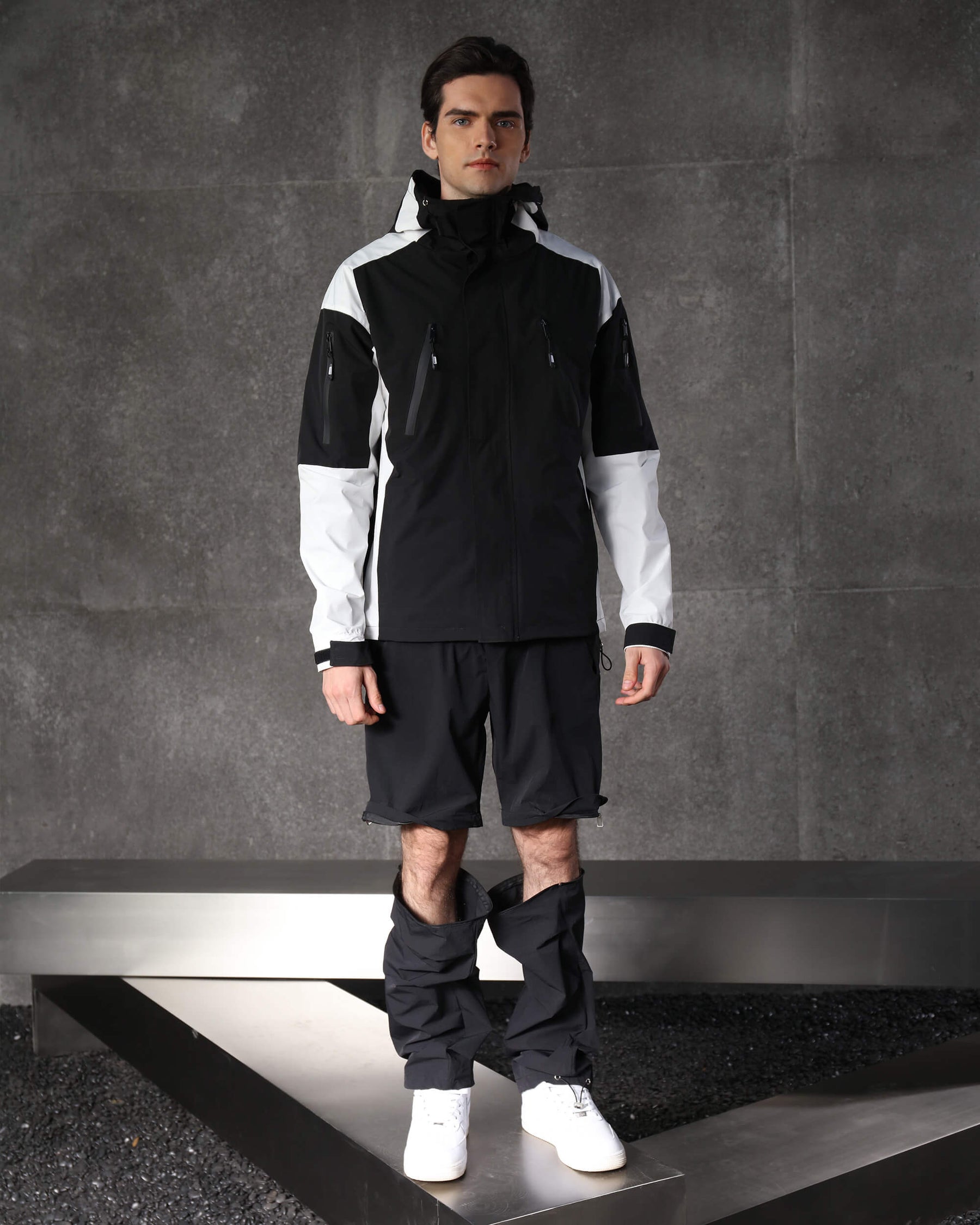 LOGEQI Convertible Wide Cargo Pants Loose Straight Fit