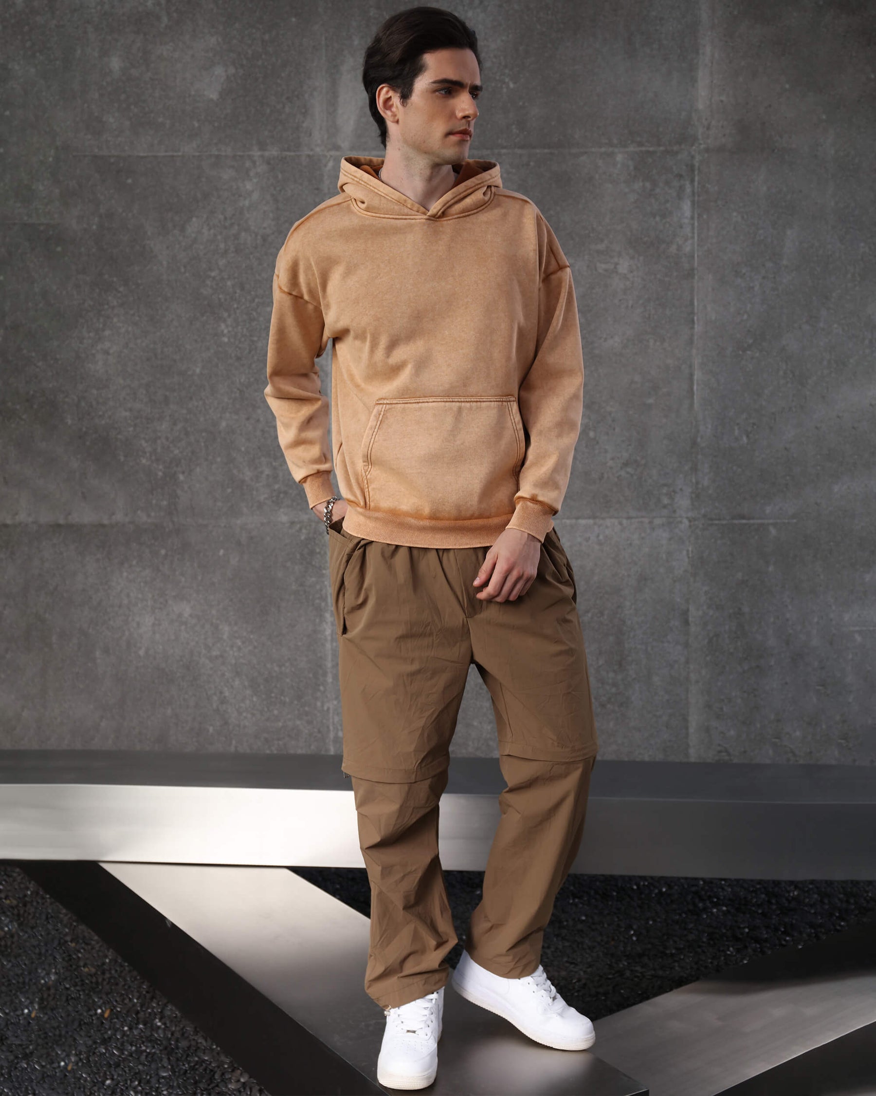 LOGEQI Convertible Wide Cargo Pants Loose Straight Fit