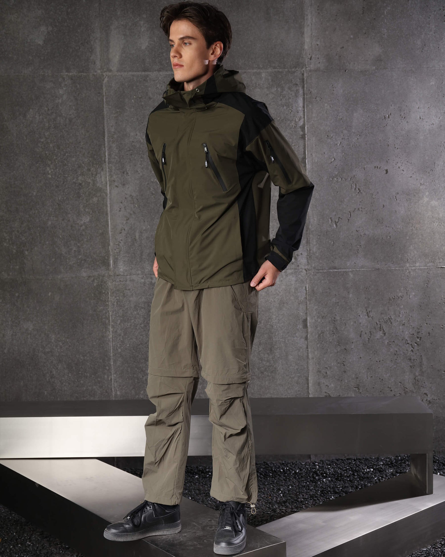 LOGEQI Convertible Wide Cargo Pants Loose Straight Fit