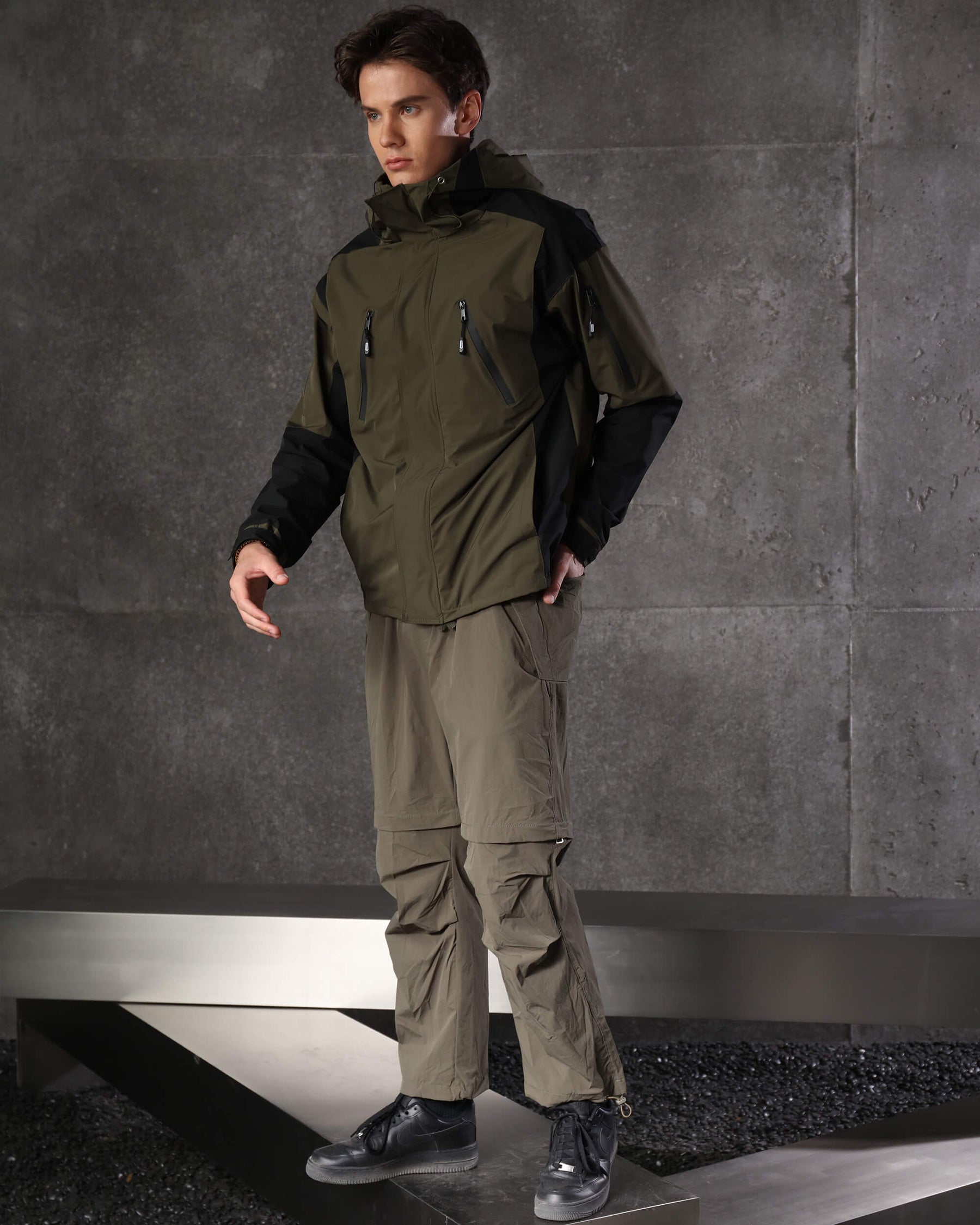 LOGEQI Convertible Wide Cargo Pants Loose Straight Fit