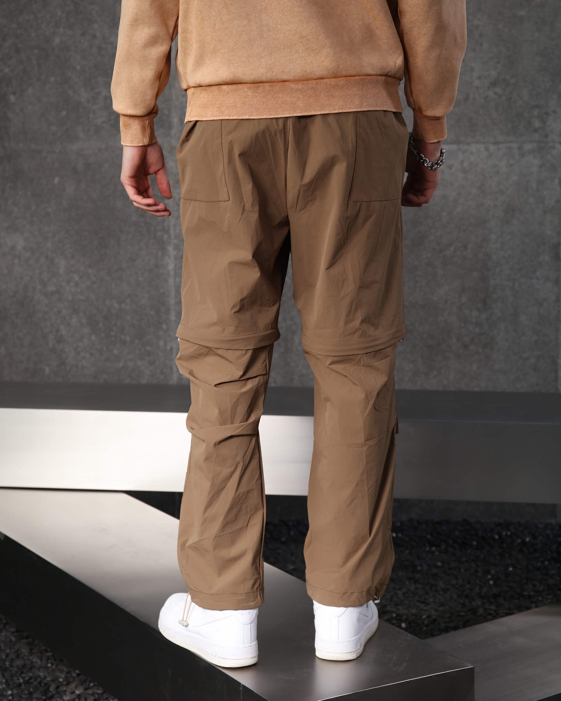LOGEQI Convertible Wide Cargo Pants Loose Straight Fit