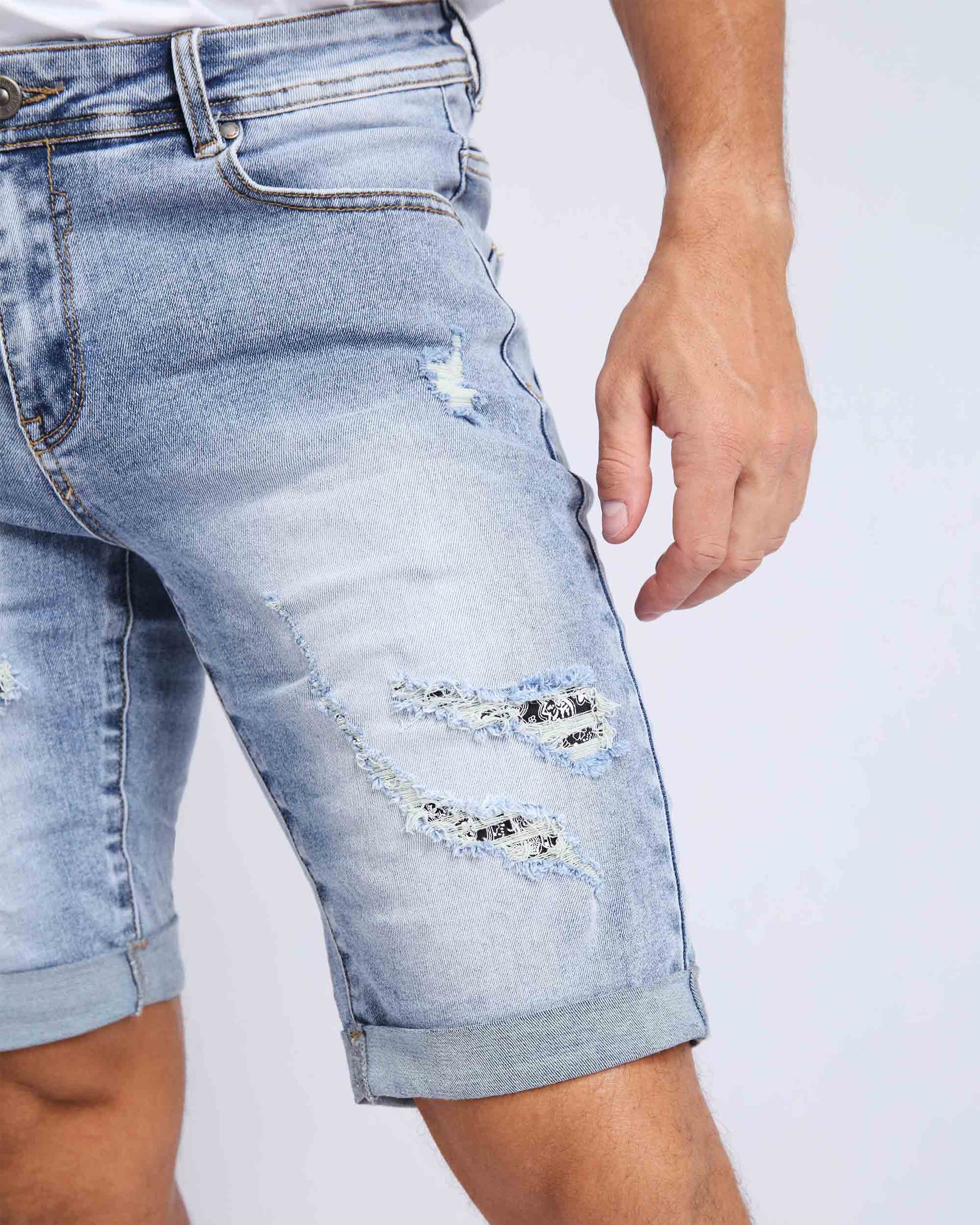LOGEQI Casual Blue Denim Shorts