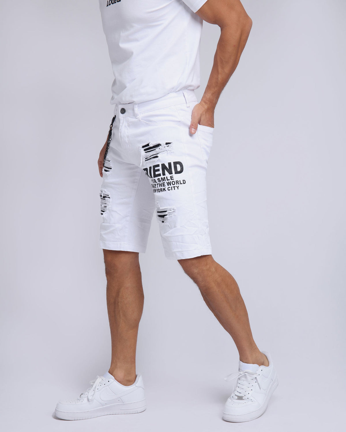 Casual Printed Ripped Jeans Shorts