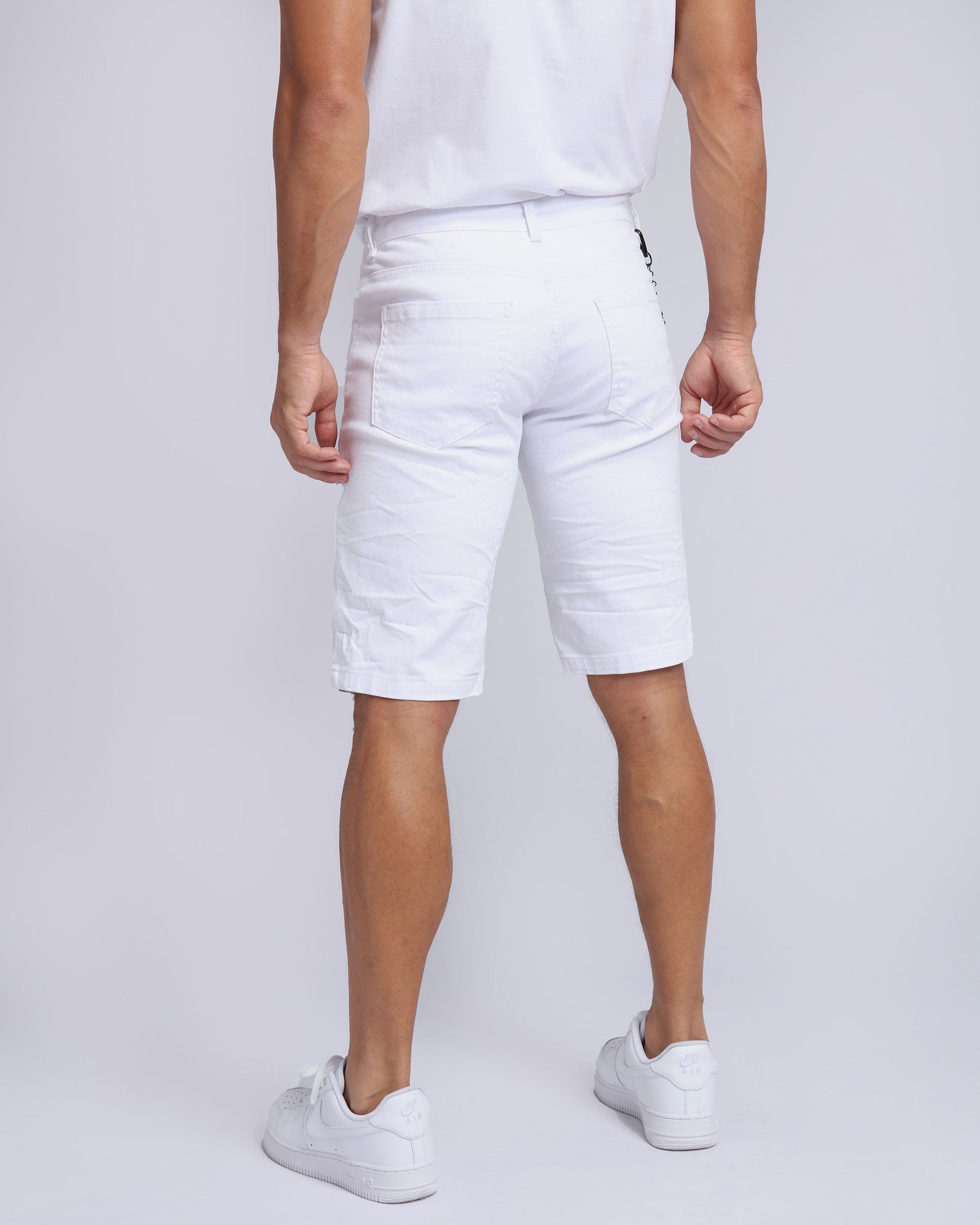 White Casual Printed Ripped Jeans Shorts