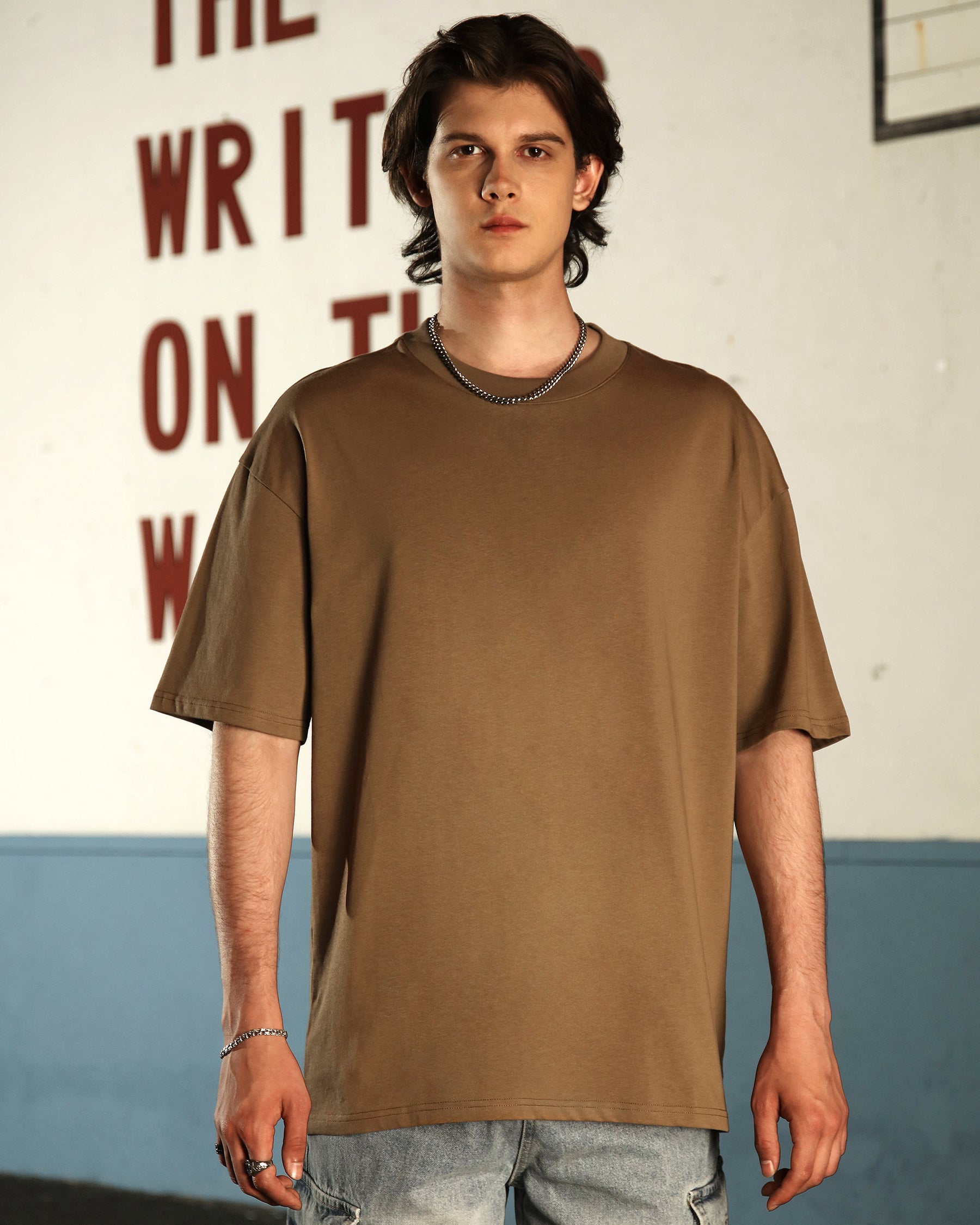 LOGEQI Men's 250G 100% Cotton Oversized T-Shirt – Multi-Color Wholesale, 10 Pieces/Pack