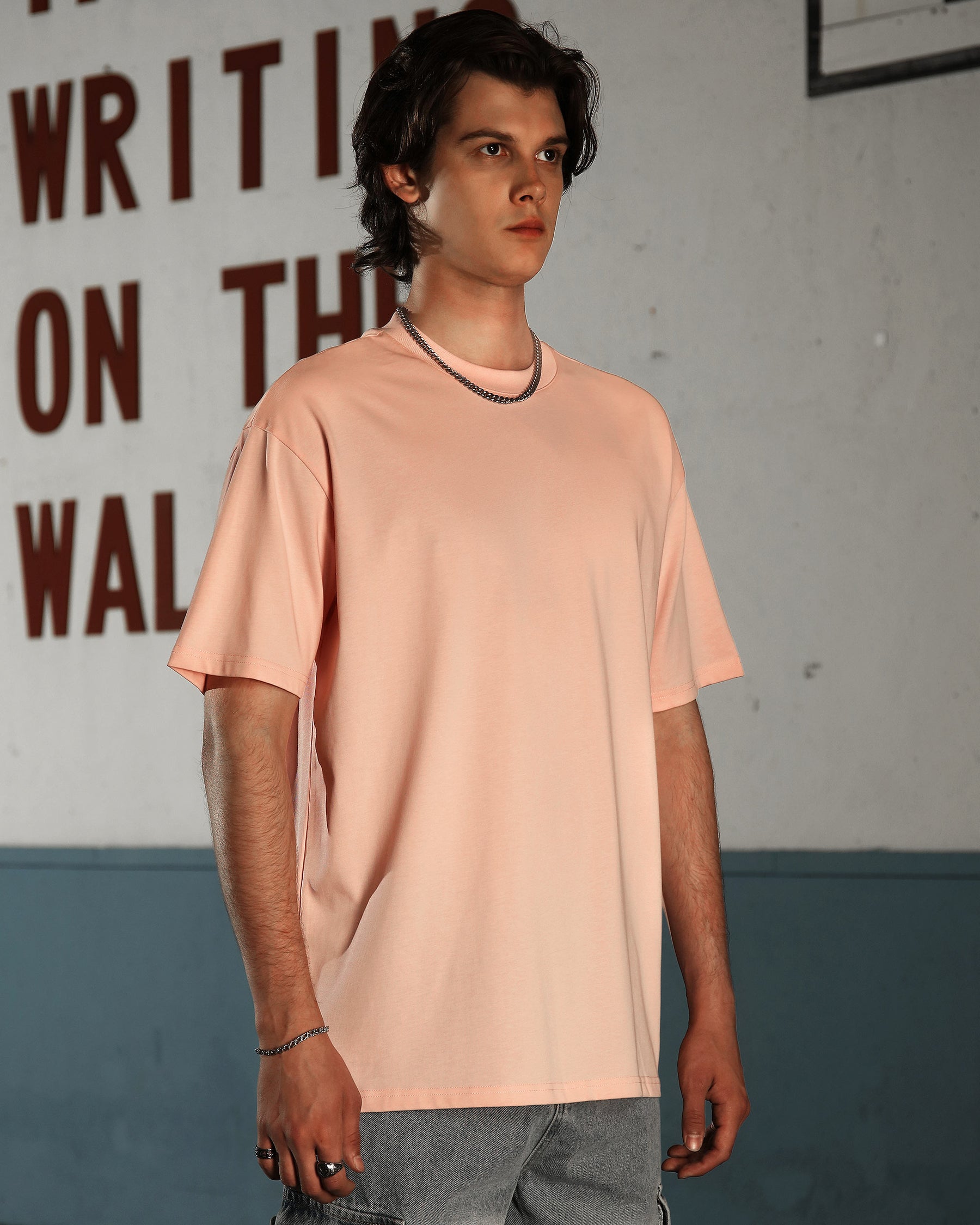 LOGEQI Men's 100% Cotton Oversized T-Shirt – Loose Fit Solid Color Wholesale, 10 Pieces/Pack