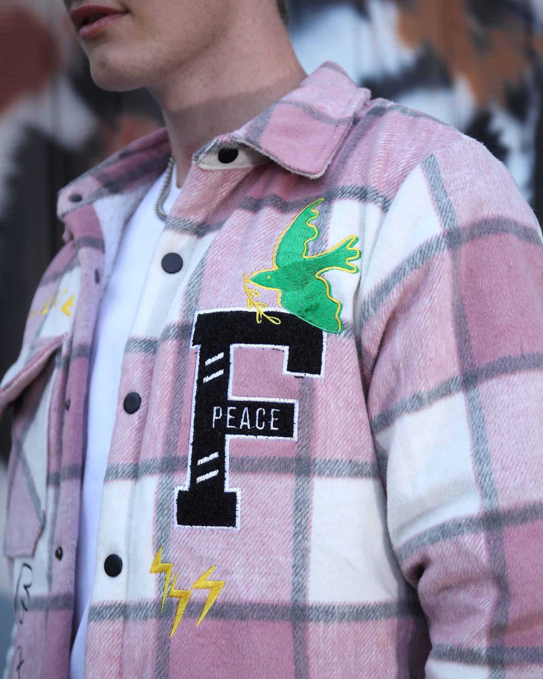 Embroidered Plaid Moto Jacket-Personalized Style-Mexico Local Delivery