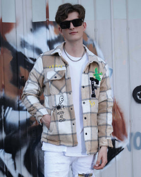 Embroidered Plaid Moto Jacket-Personalized Style-Mexico Local Delivery