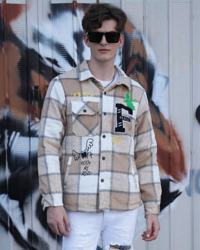 Embroidered Plaid Moto Jacket-Personalized Style-Mexico Local Delivery