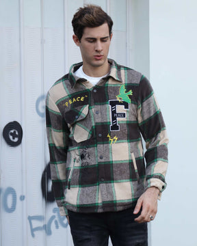 Embroidered Plaid Moto Jacket-Personalized Style-Mexico Local Delivery